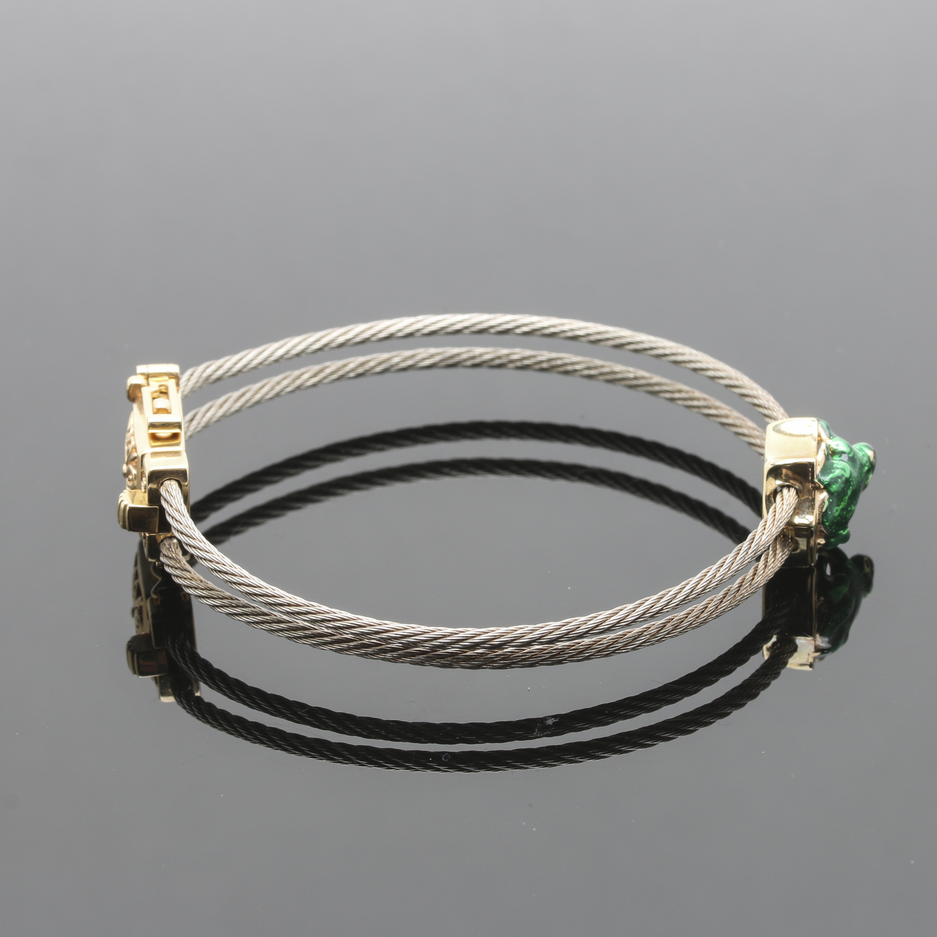 Sterling Silver, 10K and 14K Yellow Gold Diamond and Enamel Bracelet