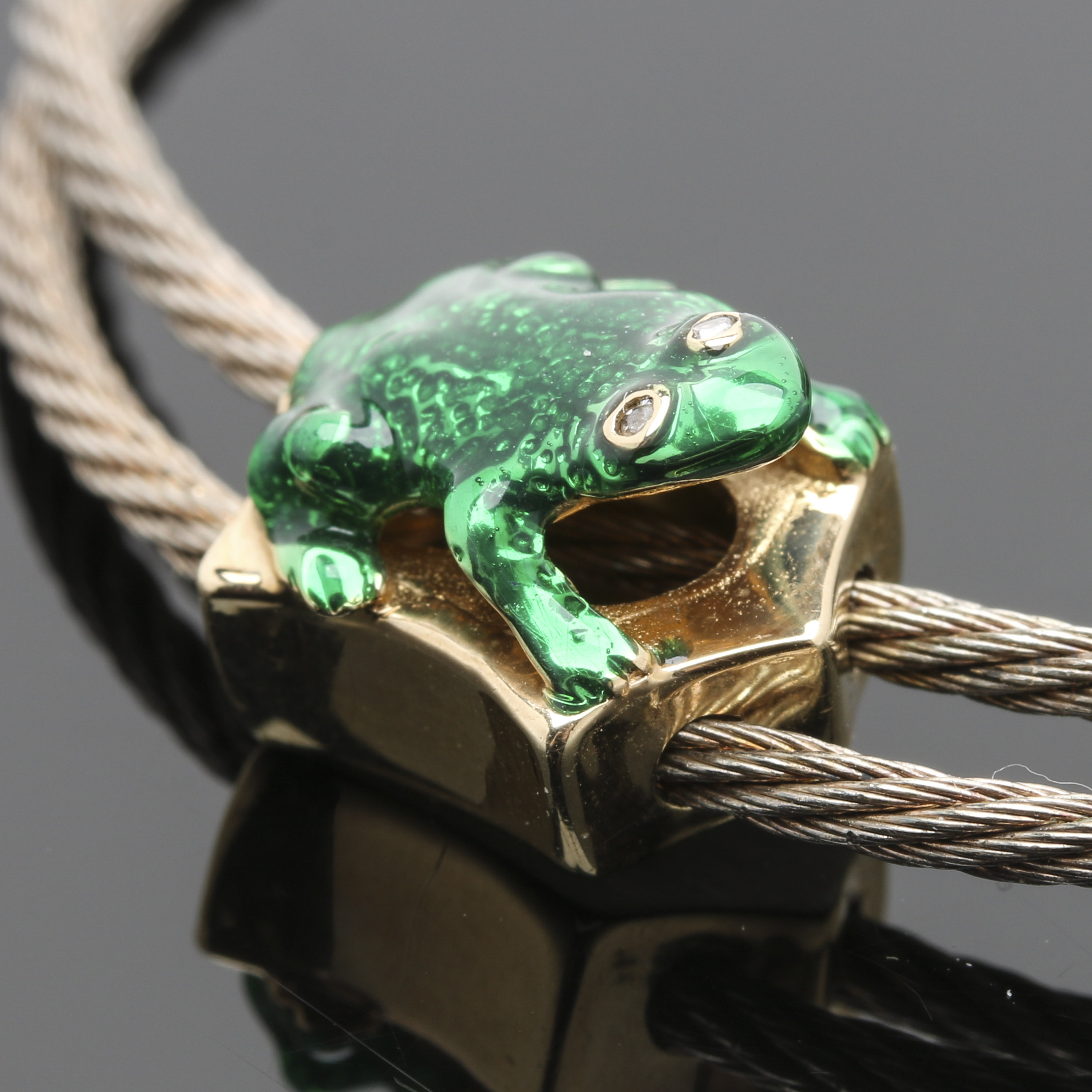 Sterling Silver, 10K and 14K Yellow Gold Diamond and Enamel Bracelet