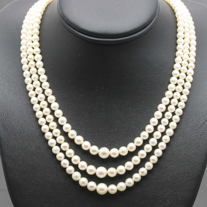 Mikimoto Sterling Silver Cultured Pearl Necklace