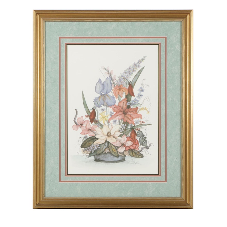 A. Renée Dollar Limited Edition Offset Lithograph of Floral Arrangement