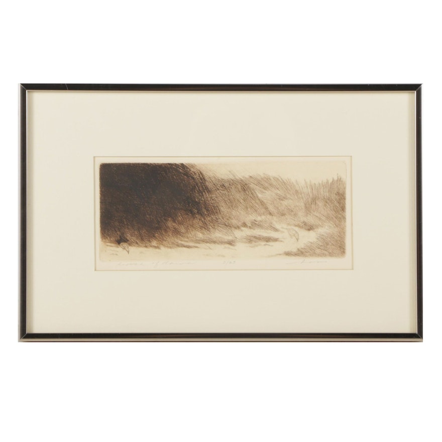 Limited Edition Etching of Grassy Landscape