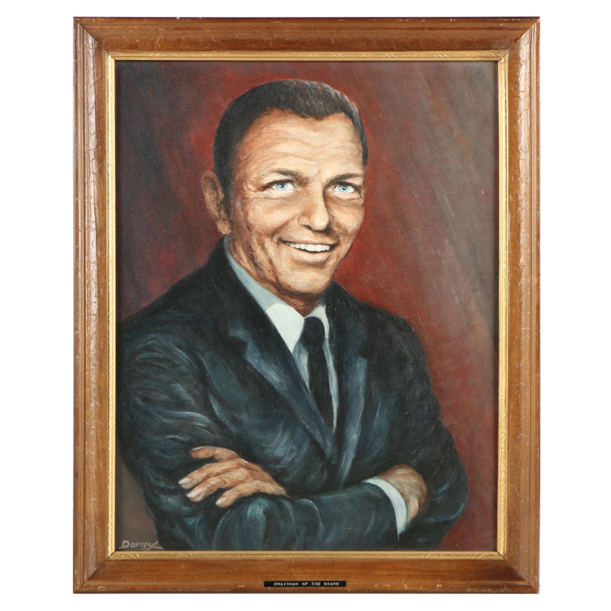 Dorisse Circa 1970s Oil Portrait of Frank Sinatra "Chairman of the Board"
