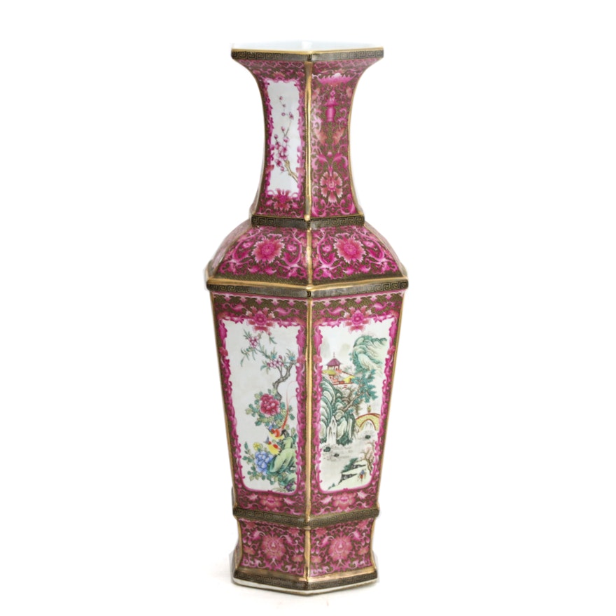 Chinese Hexagonal Ceramic Vase