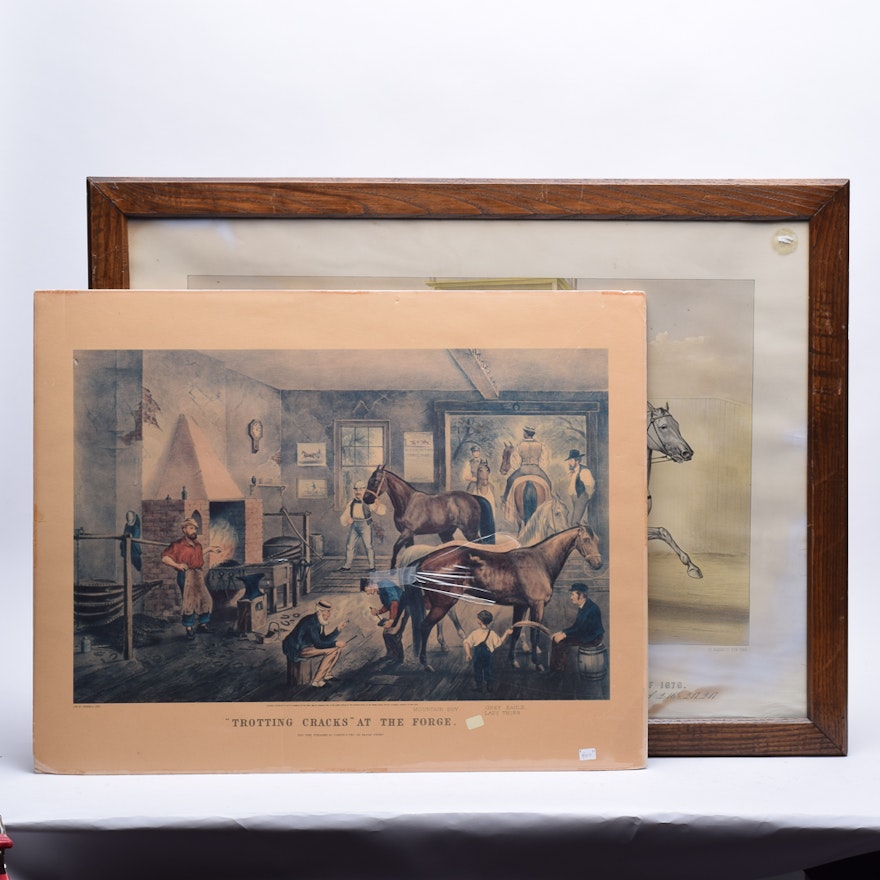 Offset Lithographs After Horse-Themed Currier & Ives Prints