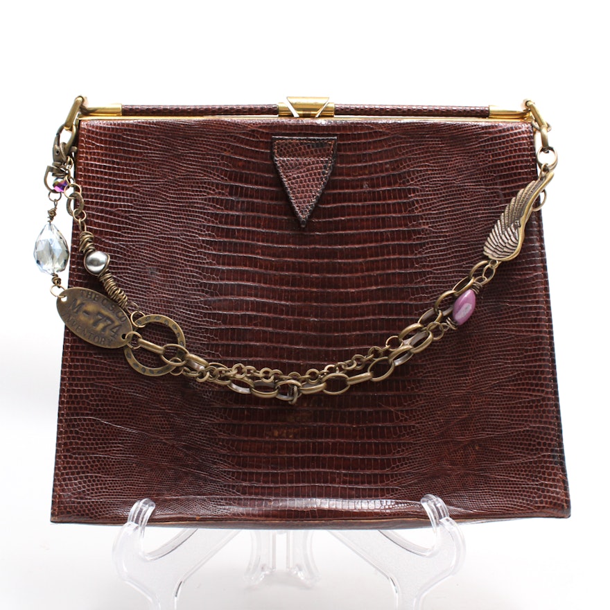 Circa 1950s Vintage Dietsch Lizard Skin Handbag with Handle by Pam McMahon