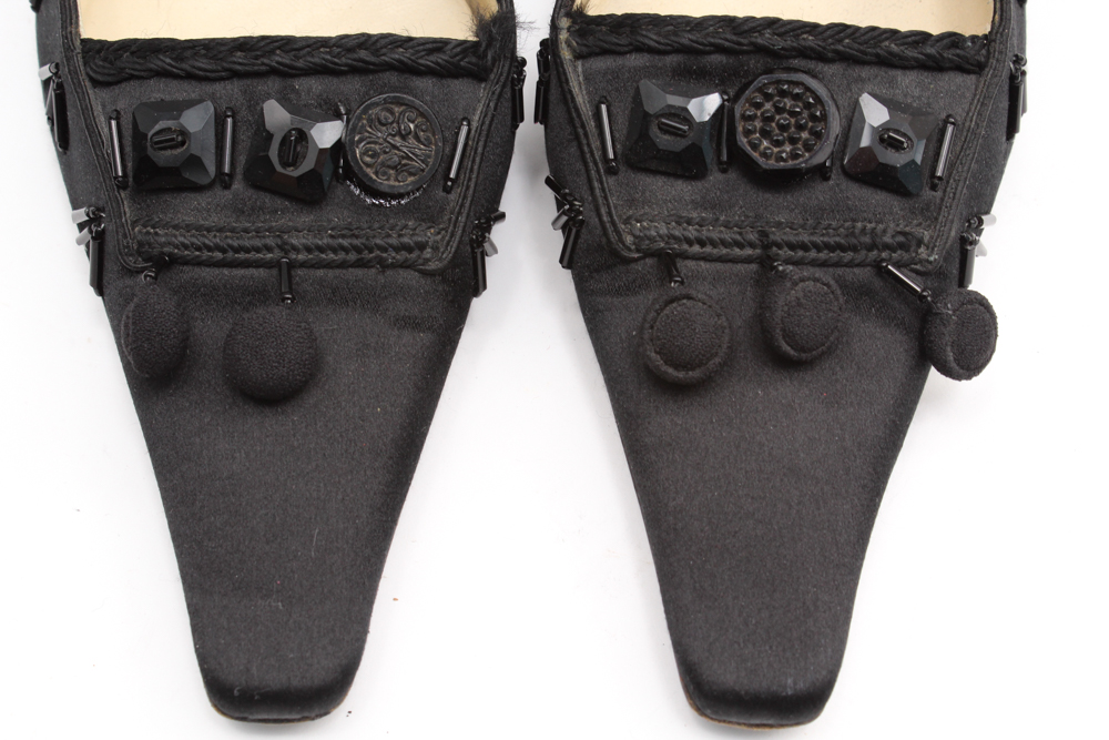 Prada Black Satin Slingback Heels