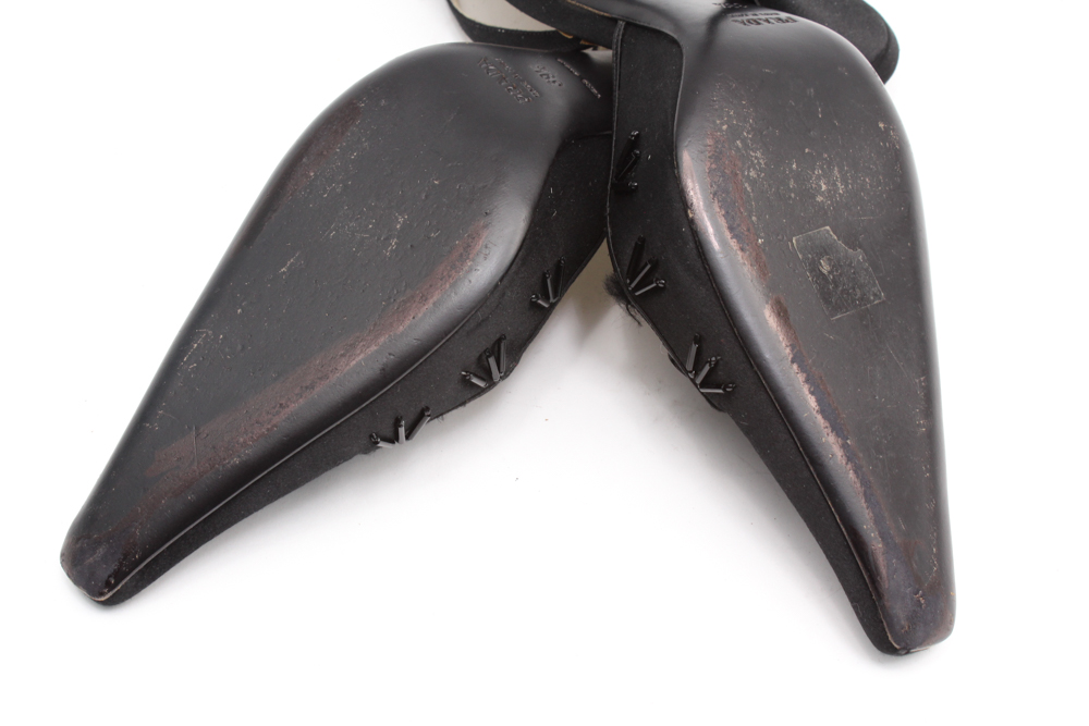 Prada Black Satin Slingback Heels