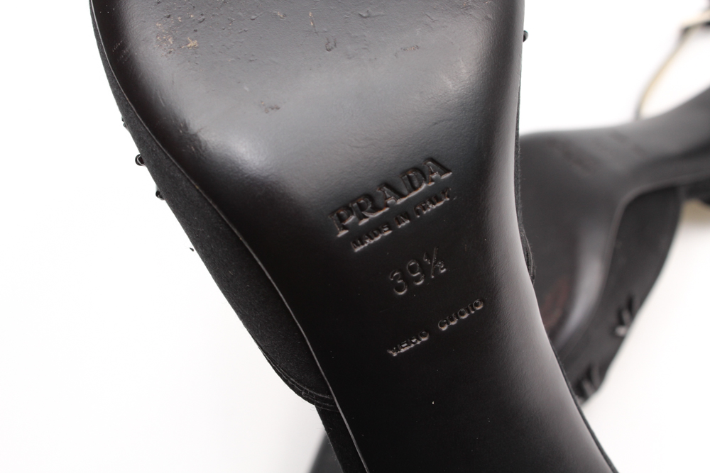 Prada Black Satin Slingback Heels