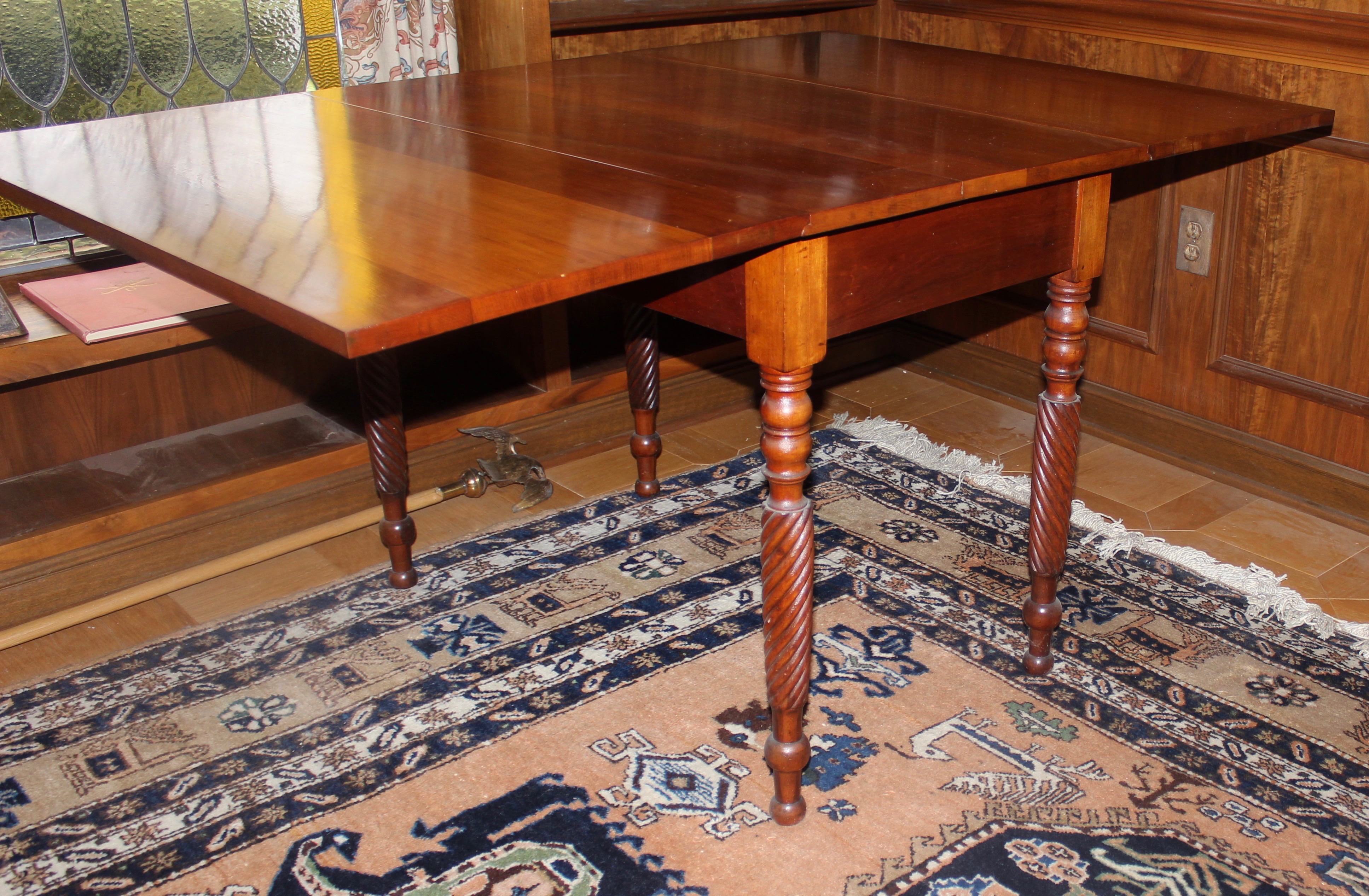 Antique Cherry Wood Drop Leaf Dining Table
