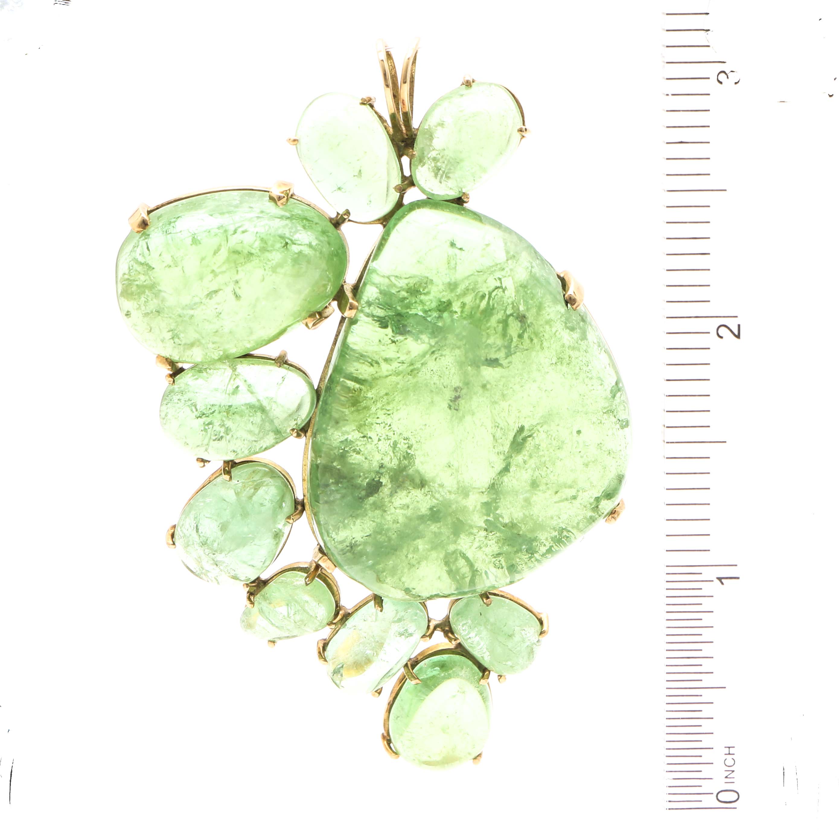 14K Yellow Gold Peridot Abstract Pendant