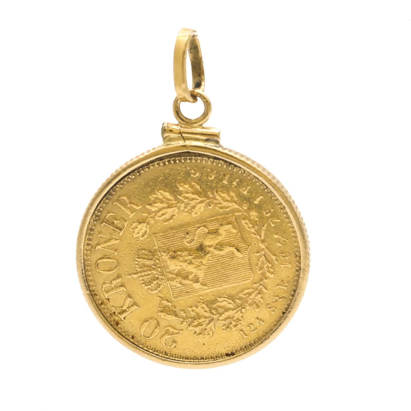 14K, 18K and 21K Yellow Gold 1879 Norway 20 Kroner Gold Coin Pendant