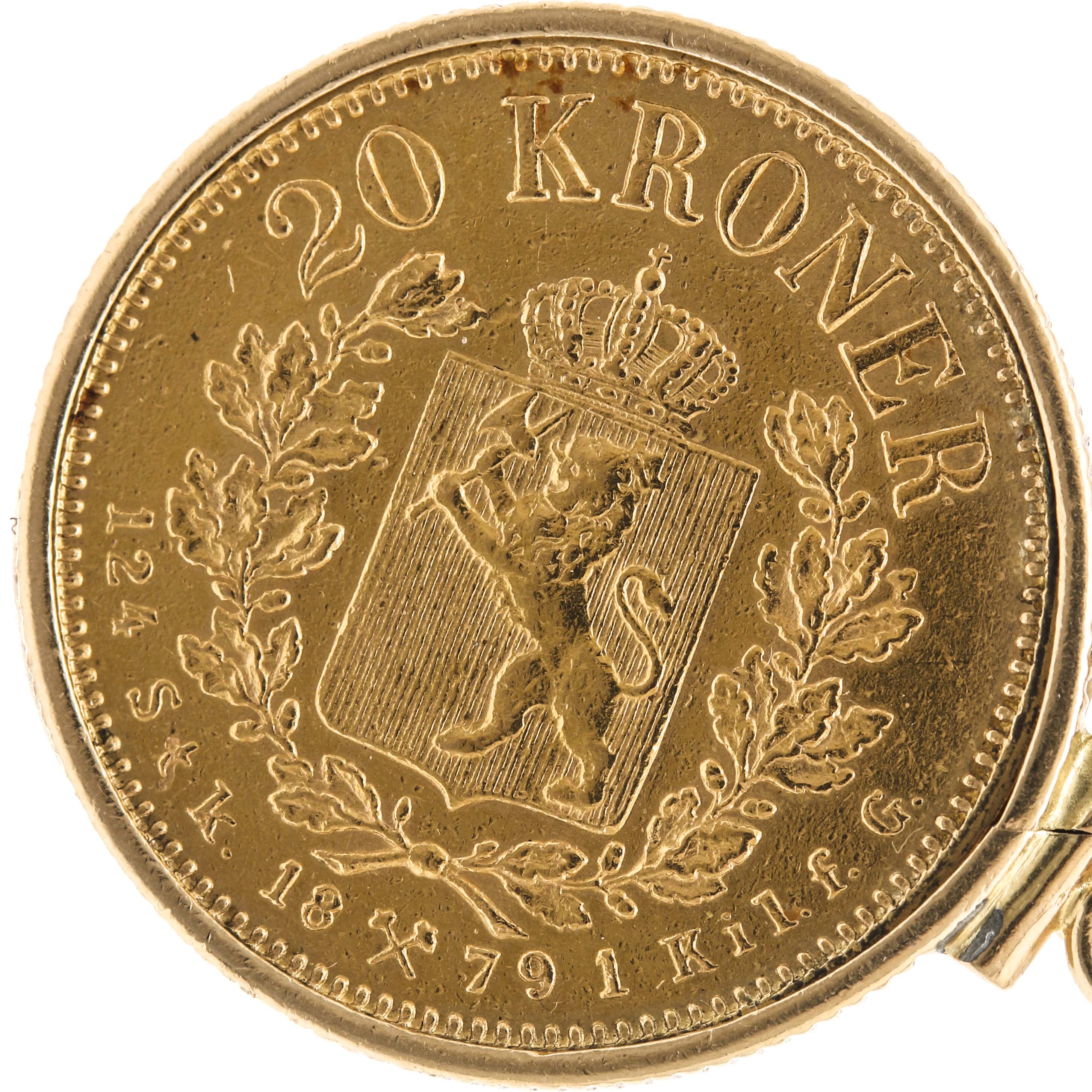 14K, 18K and 21K Yellow Gold 1879 Norway 20 Kroner Gold Coin Pendant