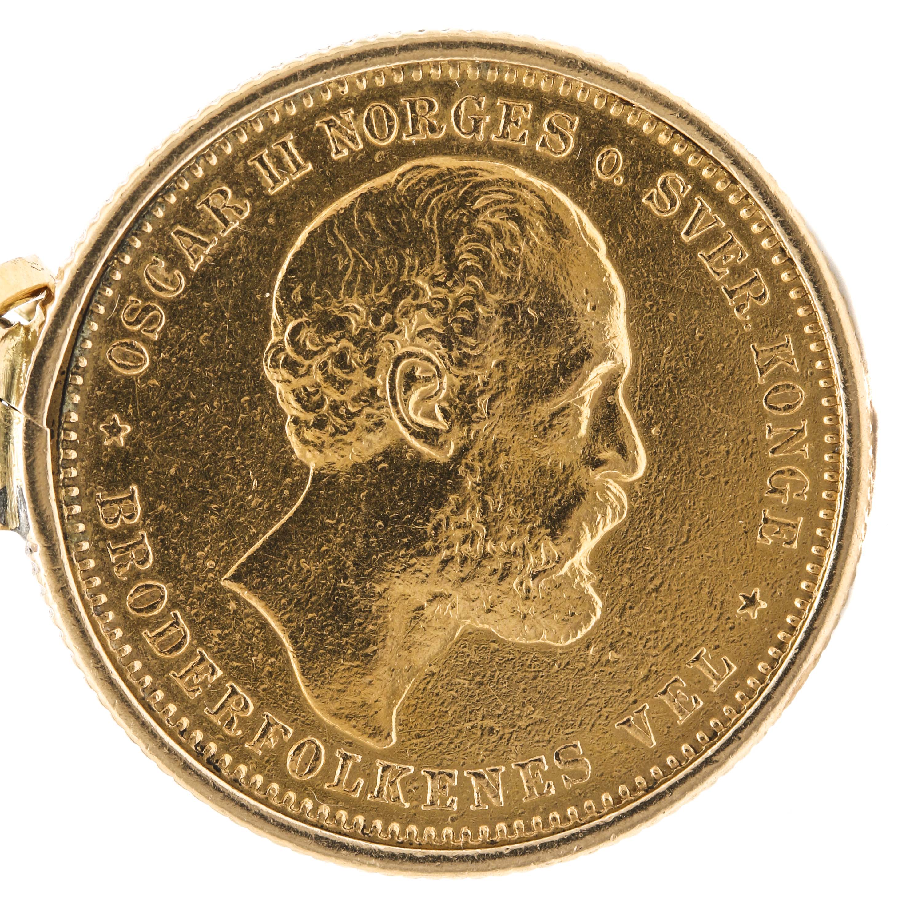 14K, 18K and 21K Yellow Gold 1879 Norway 20 Kroner Gold Coin Pendant