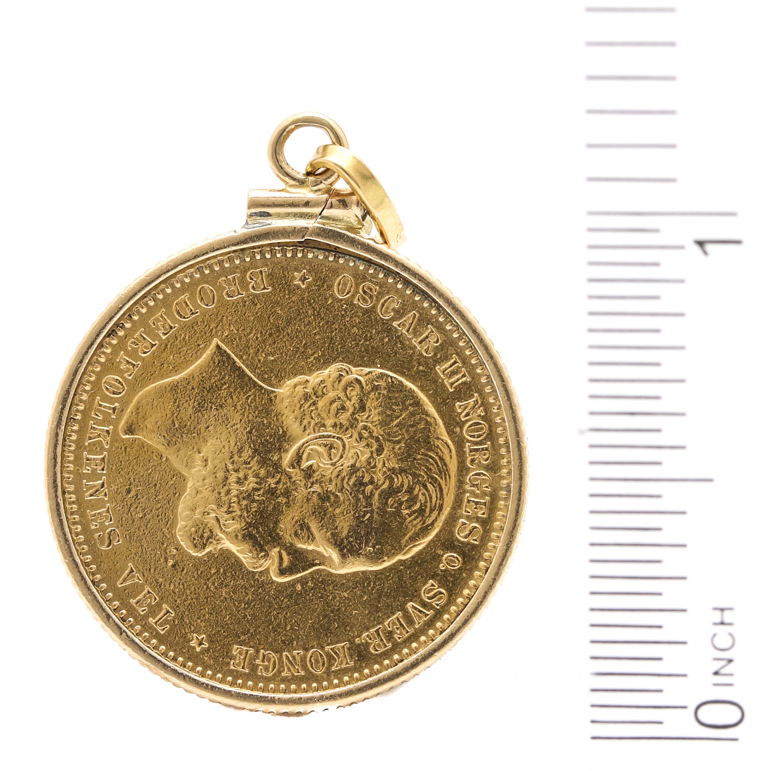 14K, 18K and 21K Yellow Gold 1879 Norway 20 Kroner Gold Coin Pendant