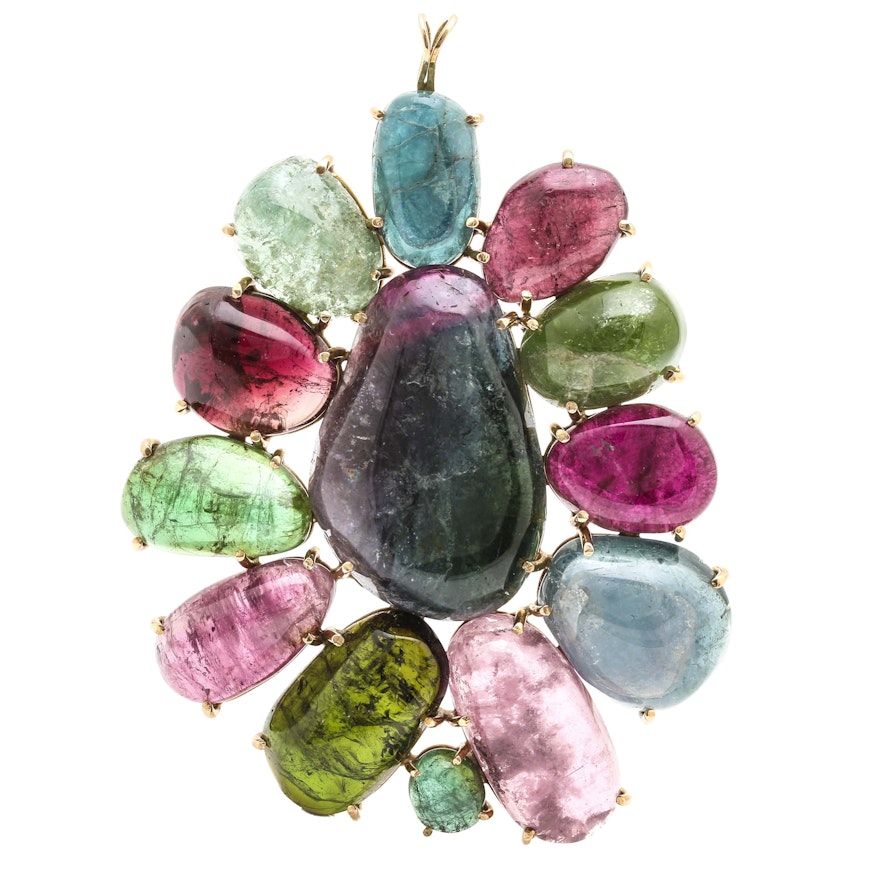 14K Yellow Gold Tourmaline Pendant