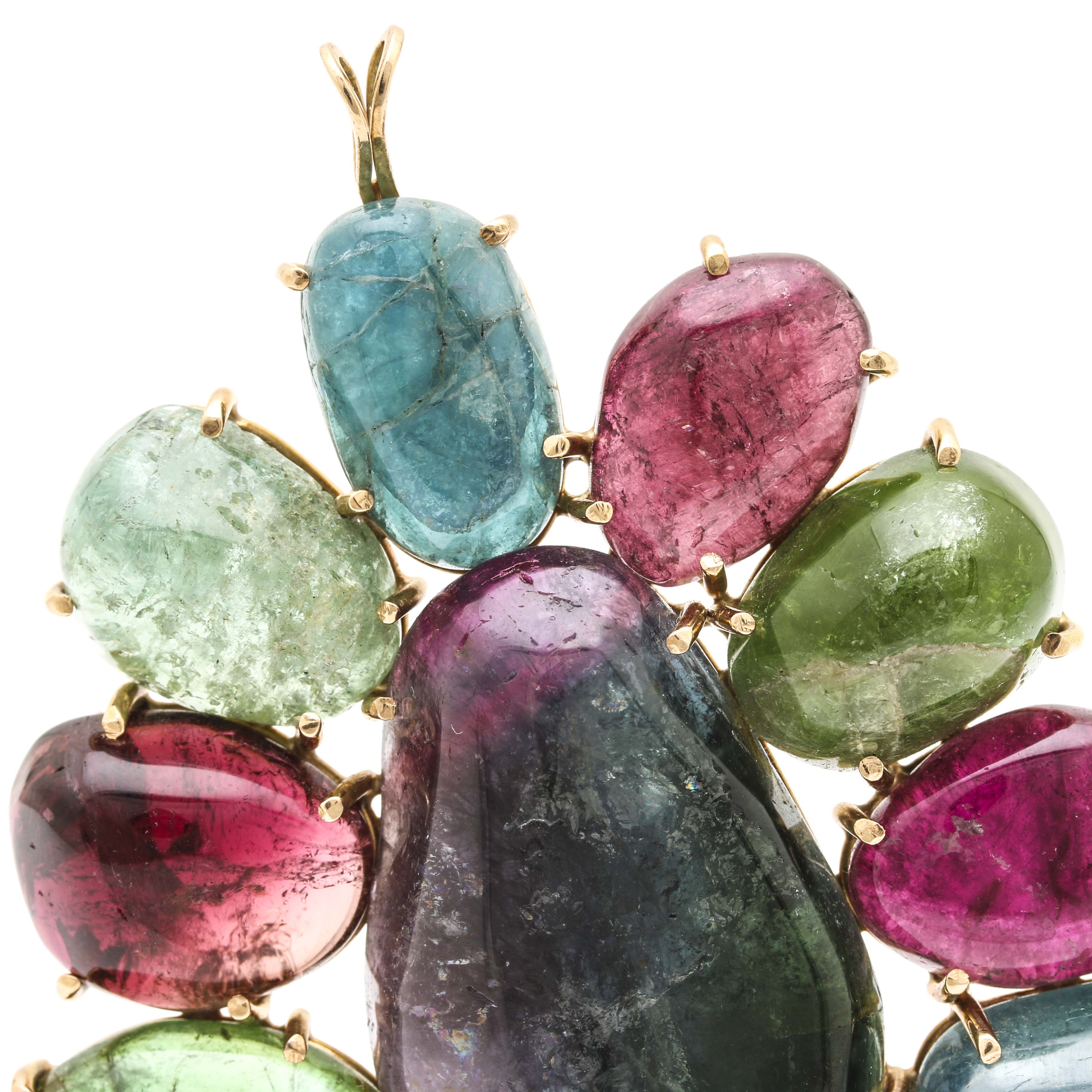 14K Yellow Gold Tourmaline Pendant