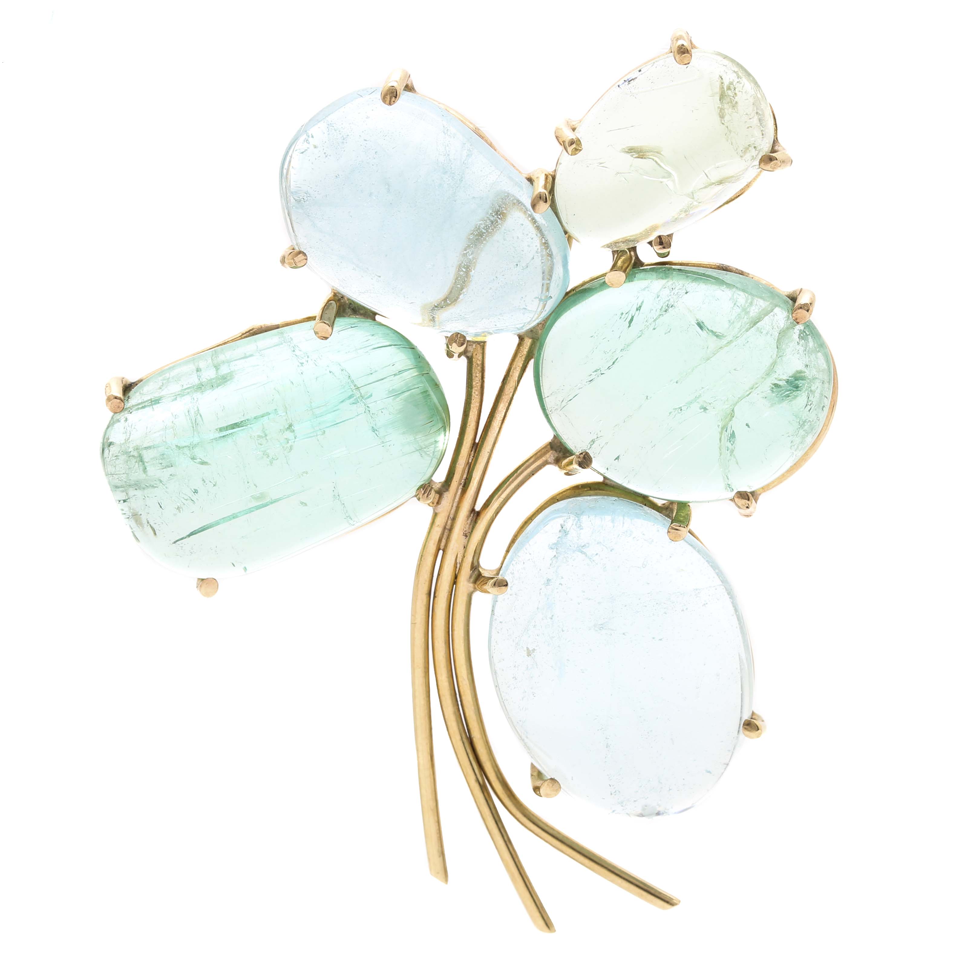 14K Yellow Gold Blue Topaz and Aquamarine Pendant