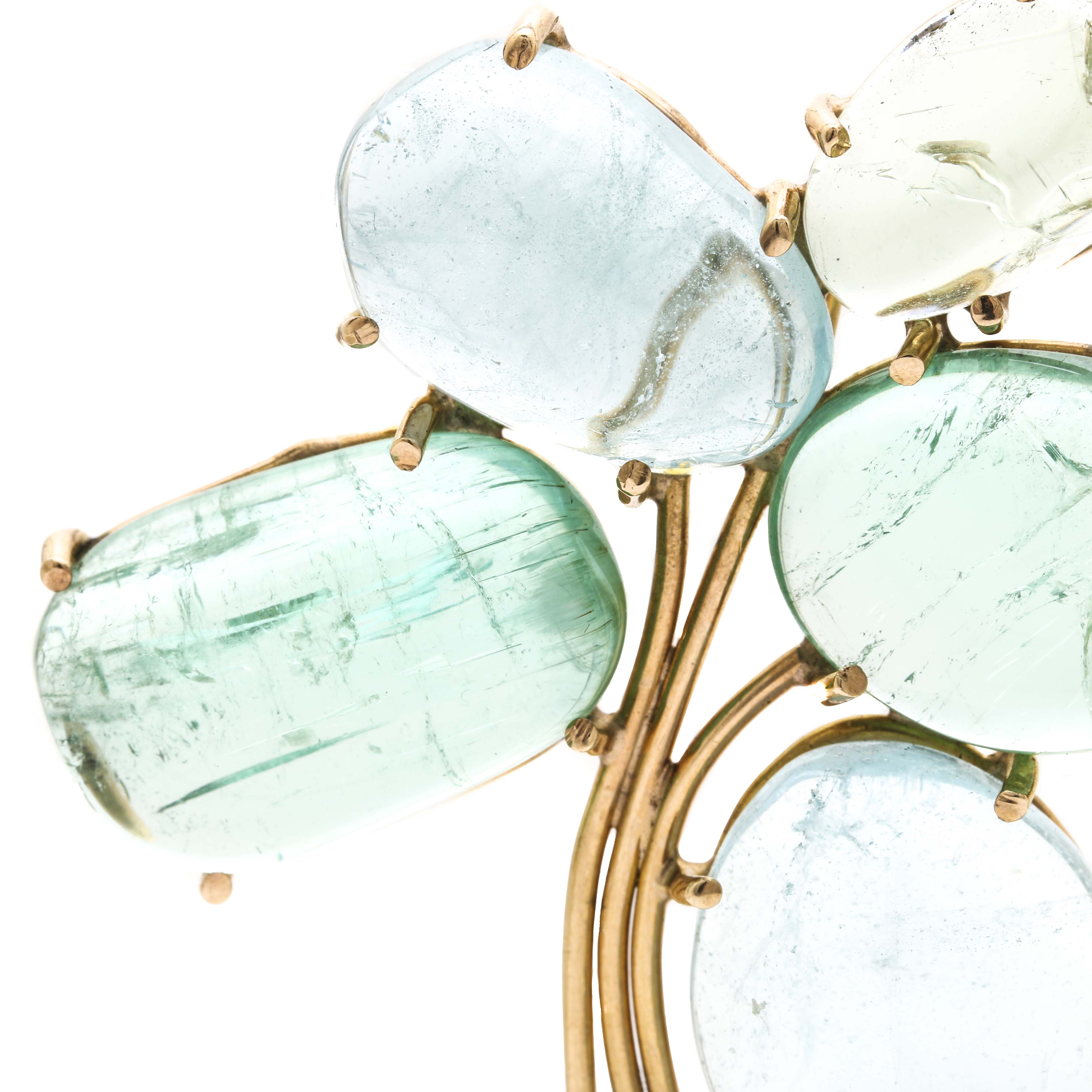 14K Yellow Gold Blue Topaz and Aquamarine Pendant