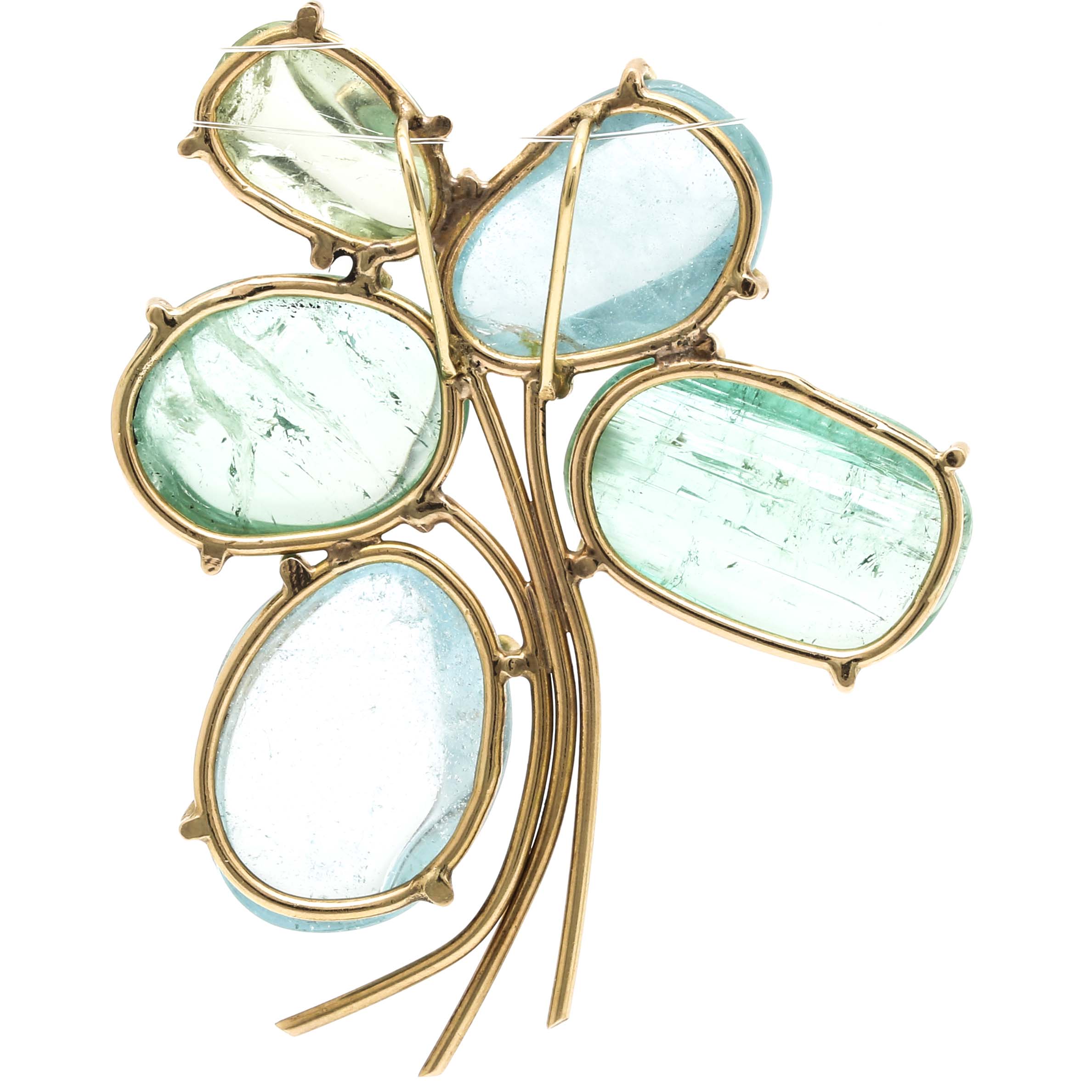 14K Yellow Gold Blue Topaz and Aquamarine Pendant