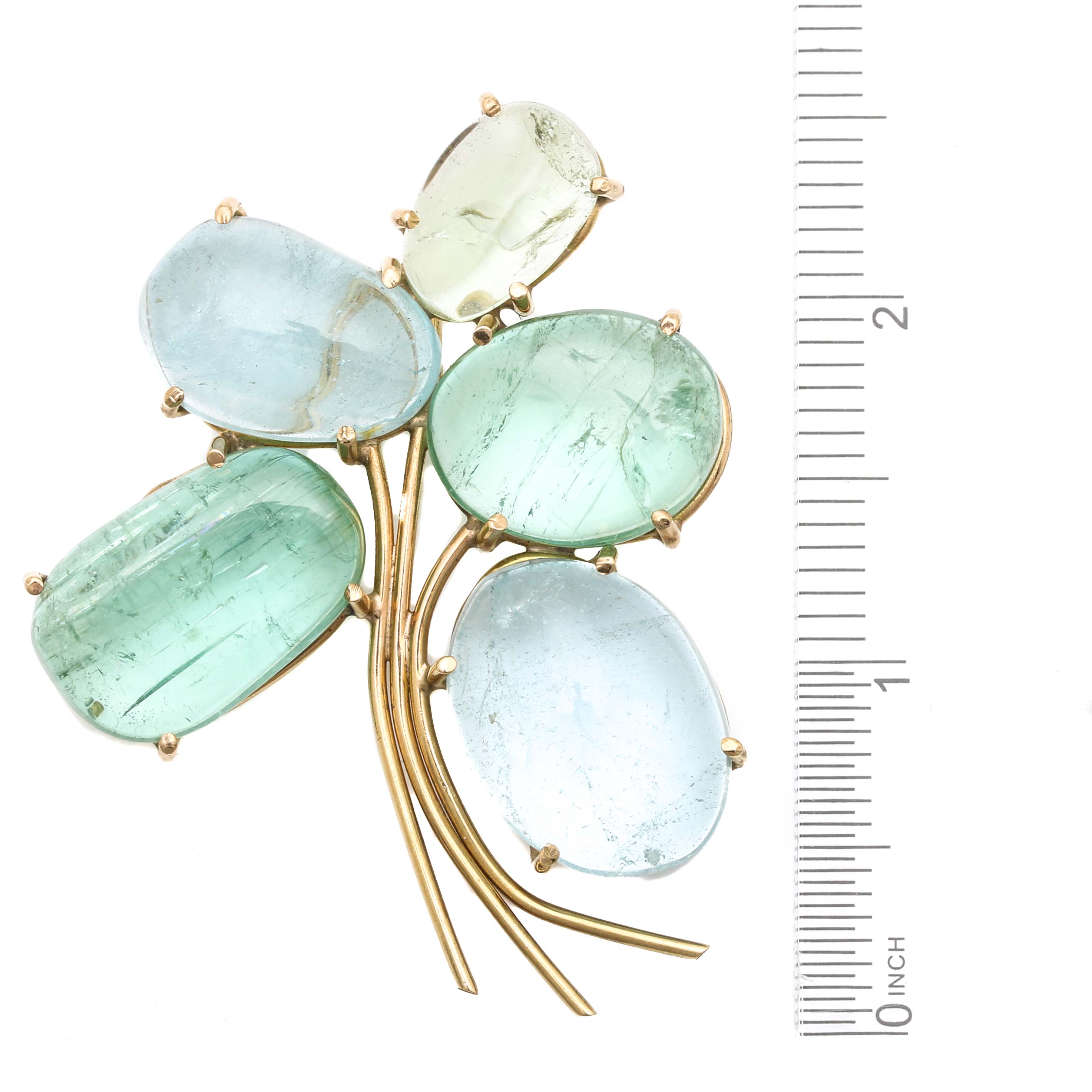 14K Yellow Gold Blue Topaz and Aquamarine Pendant