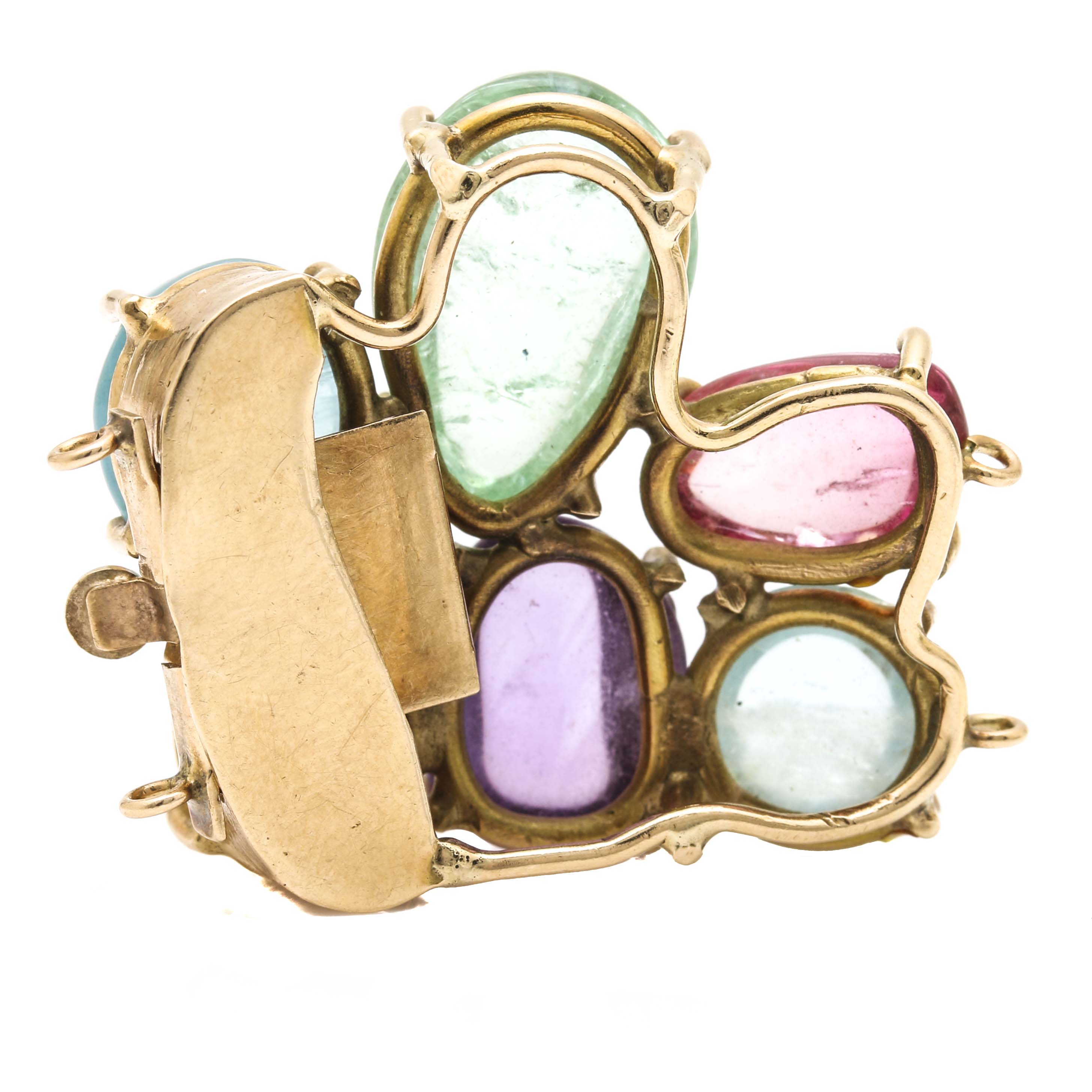 14K Yellow Gold Gemstone Detached Box Clasp Including Aquamarine