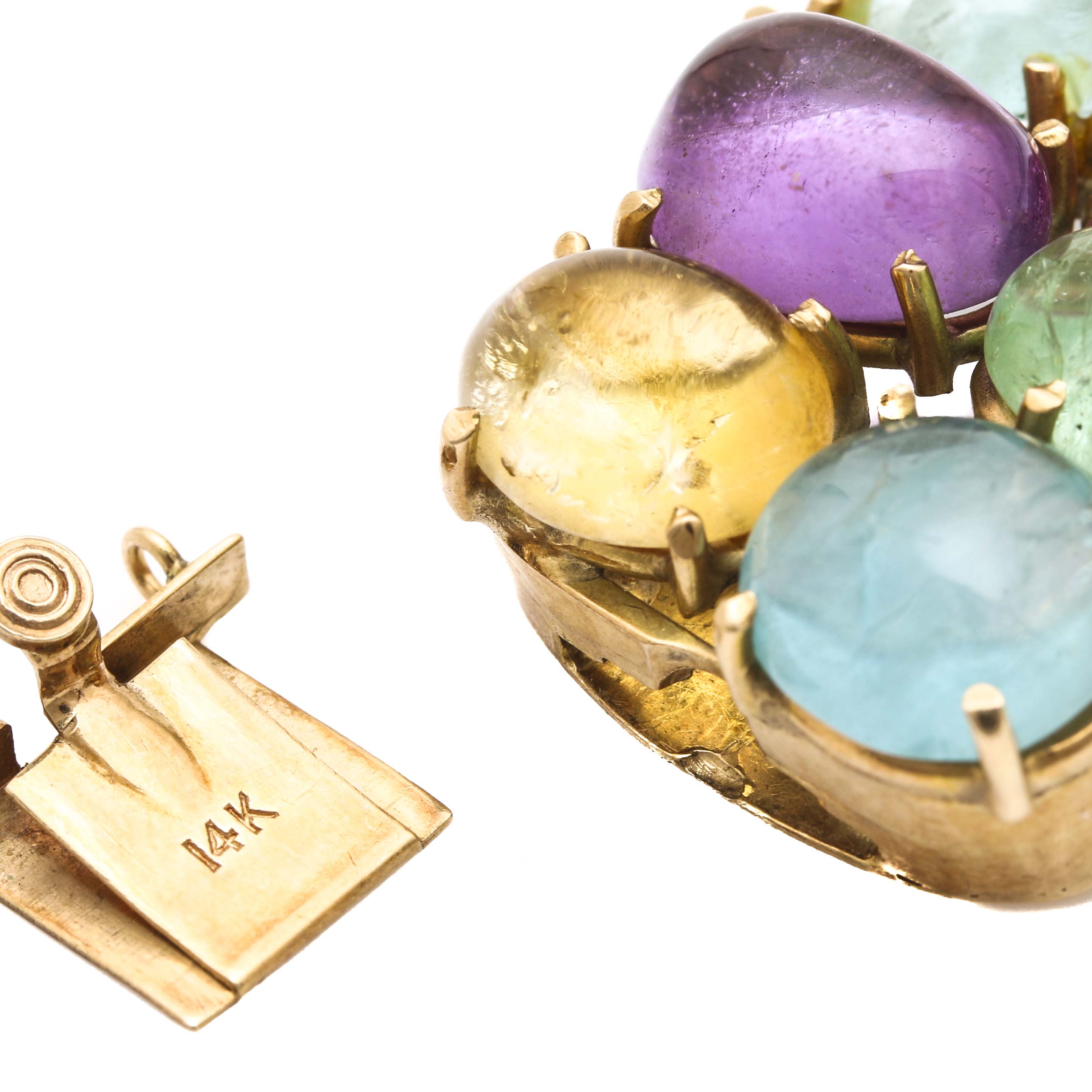 14K Yellow Gold Gemstone Detached Box Clasp Including Aquamarine