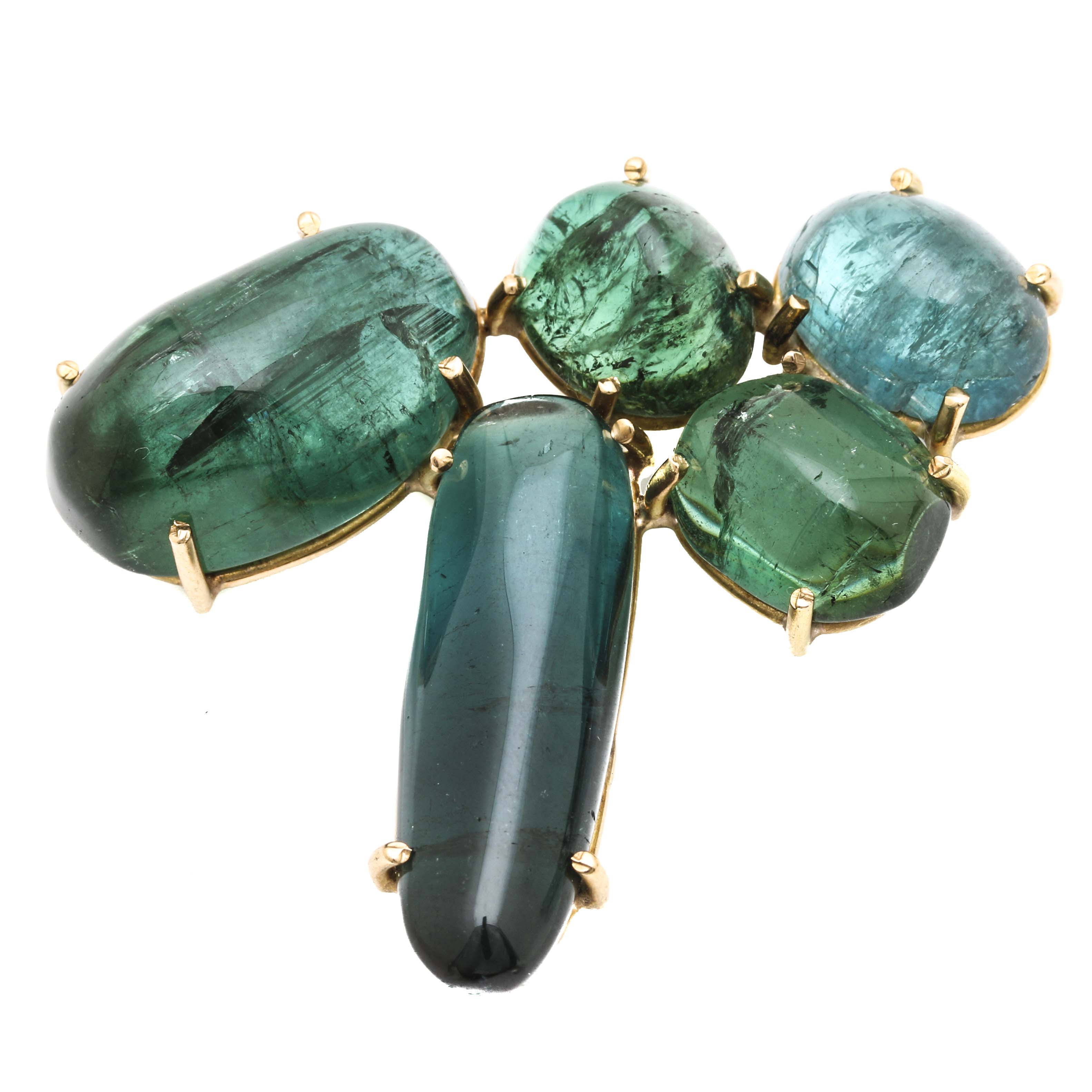 14K Yellow Gold Tourmaline Brooch