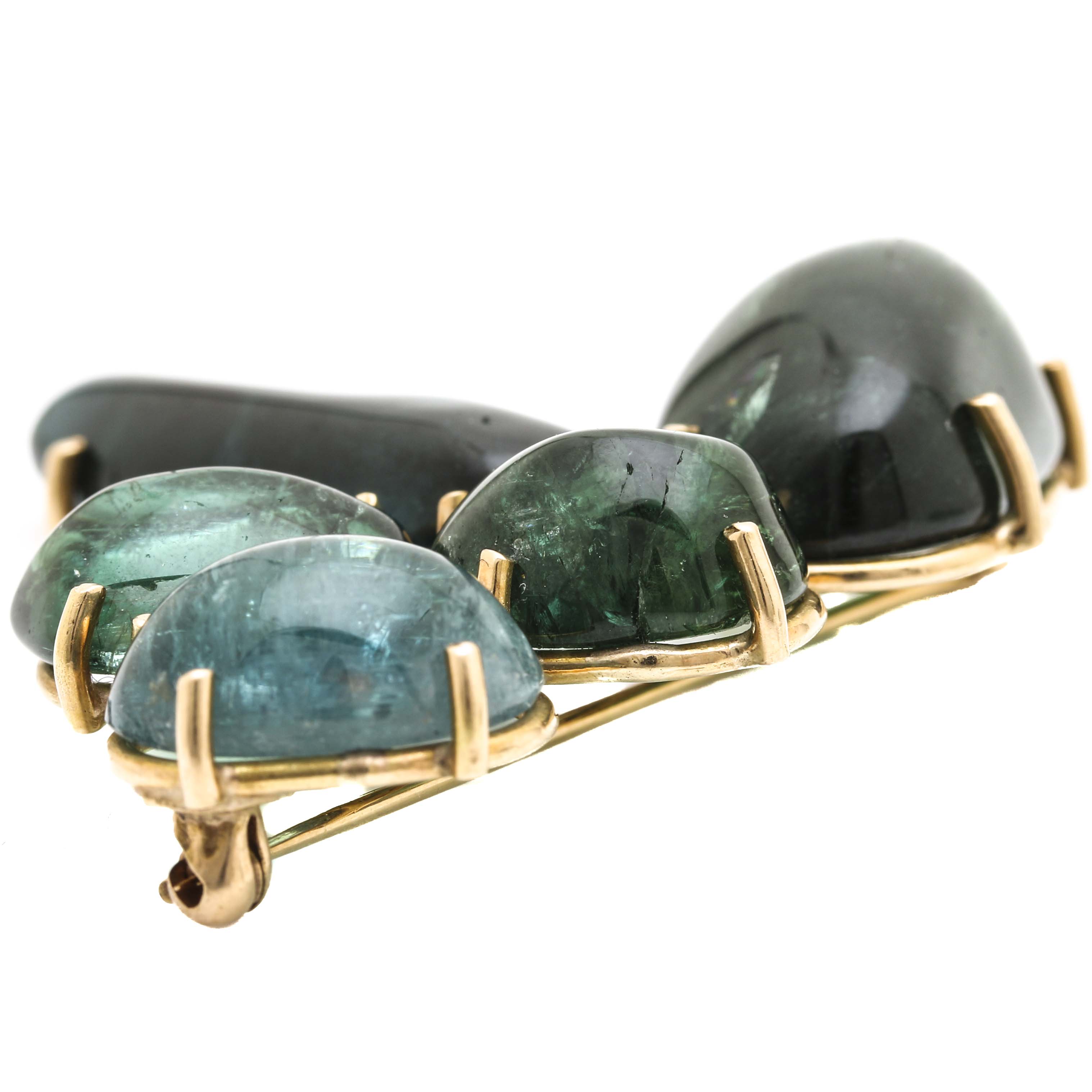 14K Yellow Gold Tourmaline Brooch