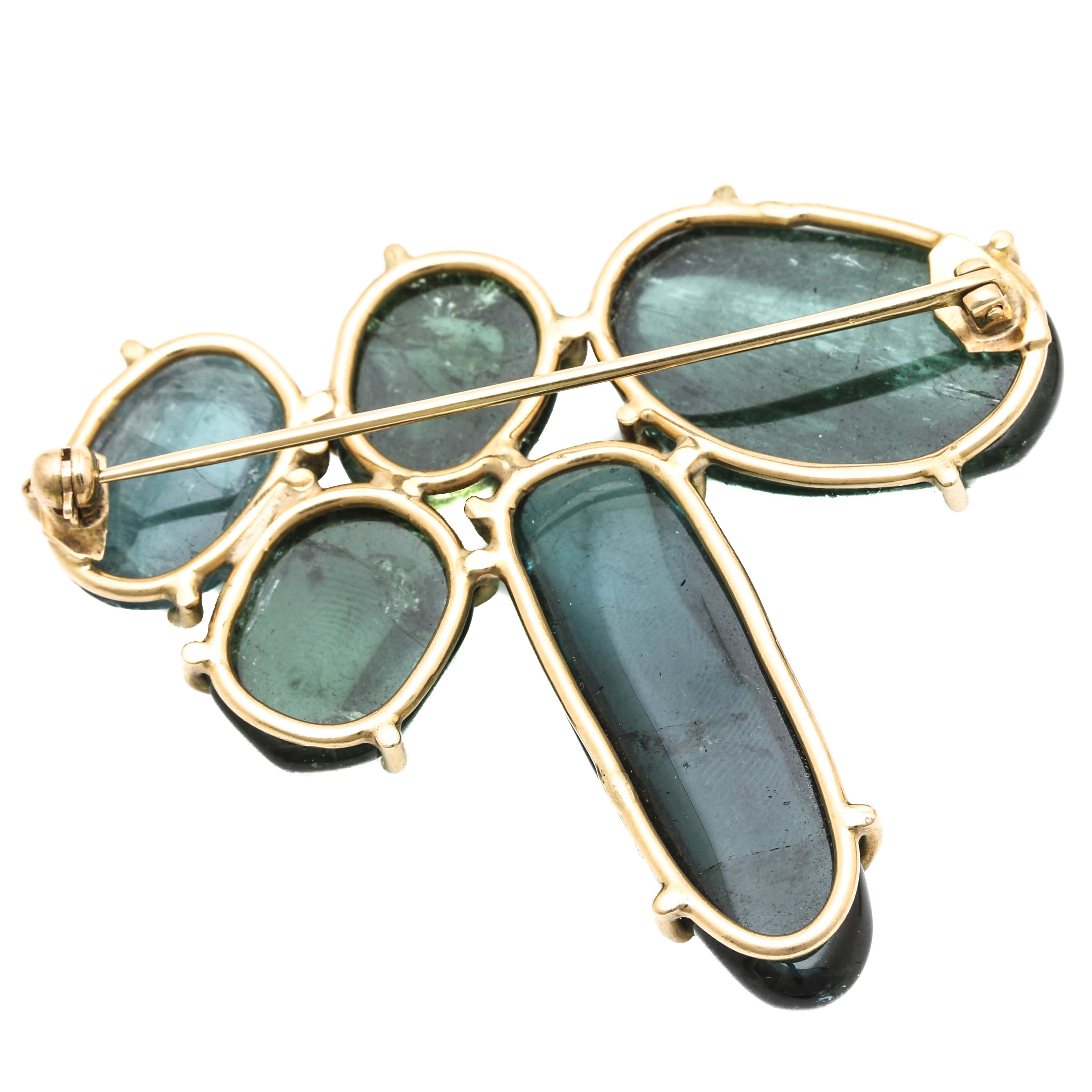 14K Yellow Gold Tourmaline Brooch