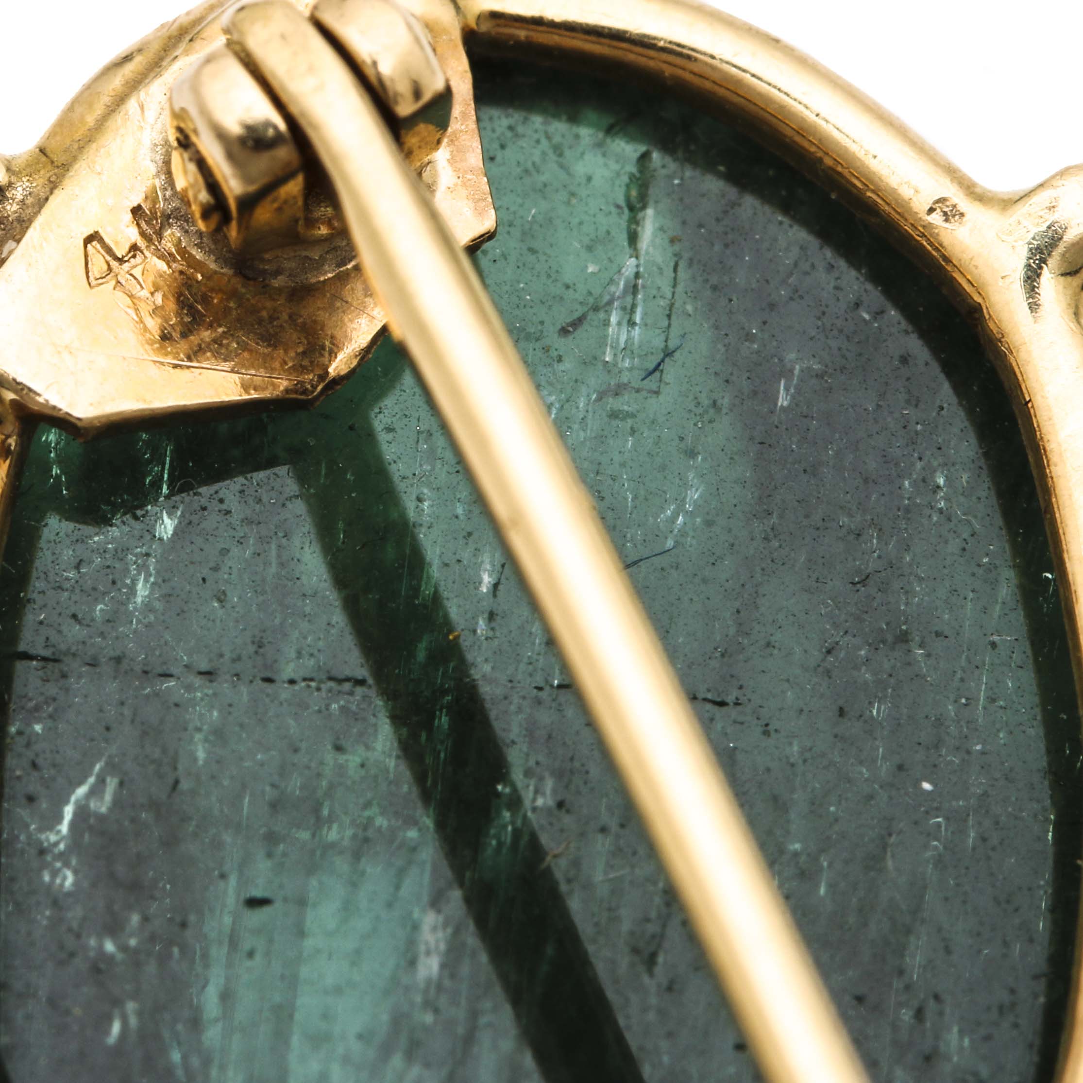 14K Yellow Gold Tourmaline Brooch