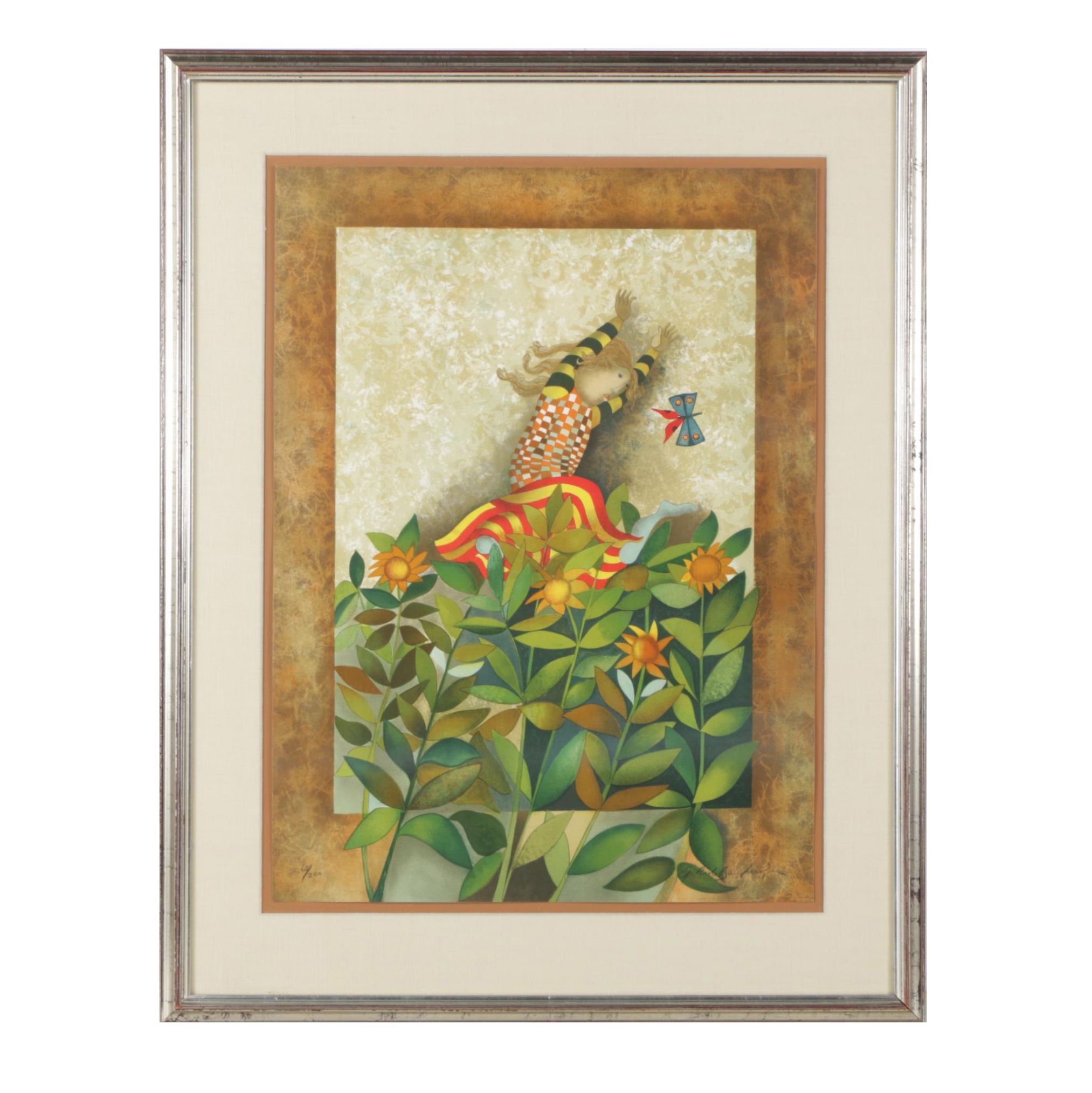 Graciela Rodo Boulanger Color Lithograph "Un Papillion Pour Anika"