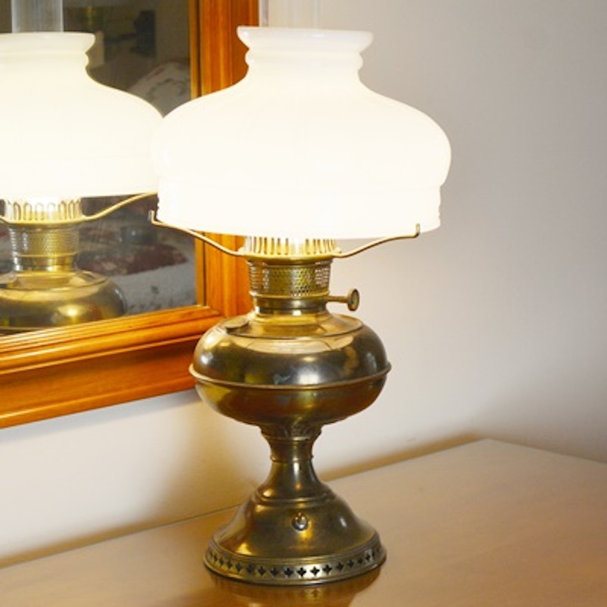 Brass Converted Oil Table Lamp