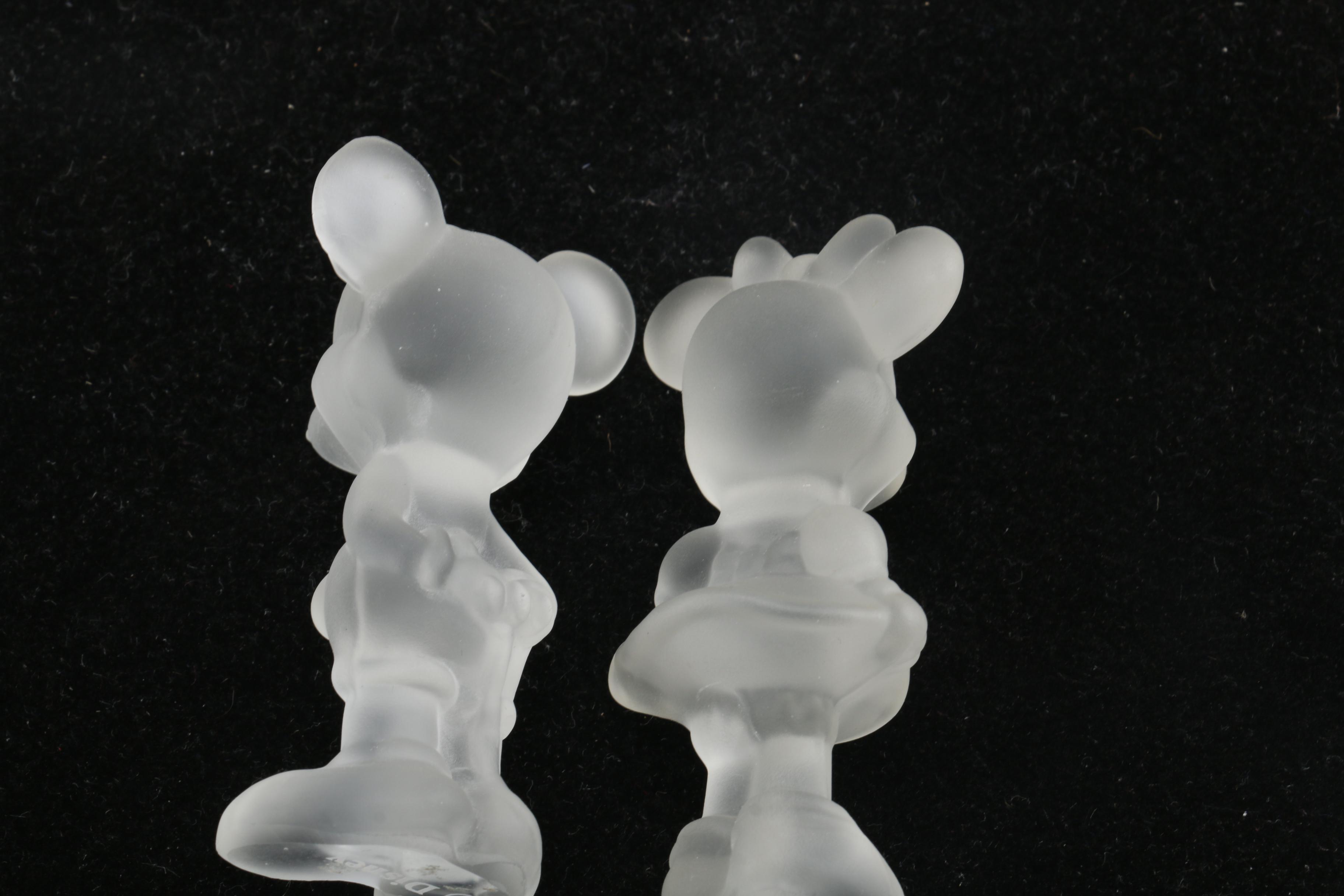 Disney's Glass Enchanted Rose with Frosted Mickey and Minnie Figurines
