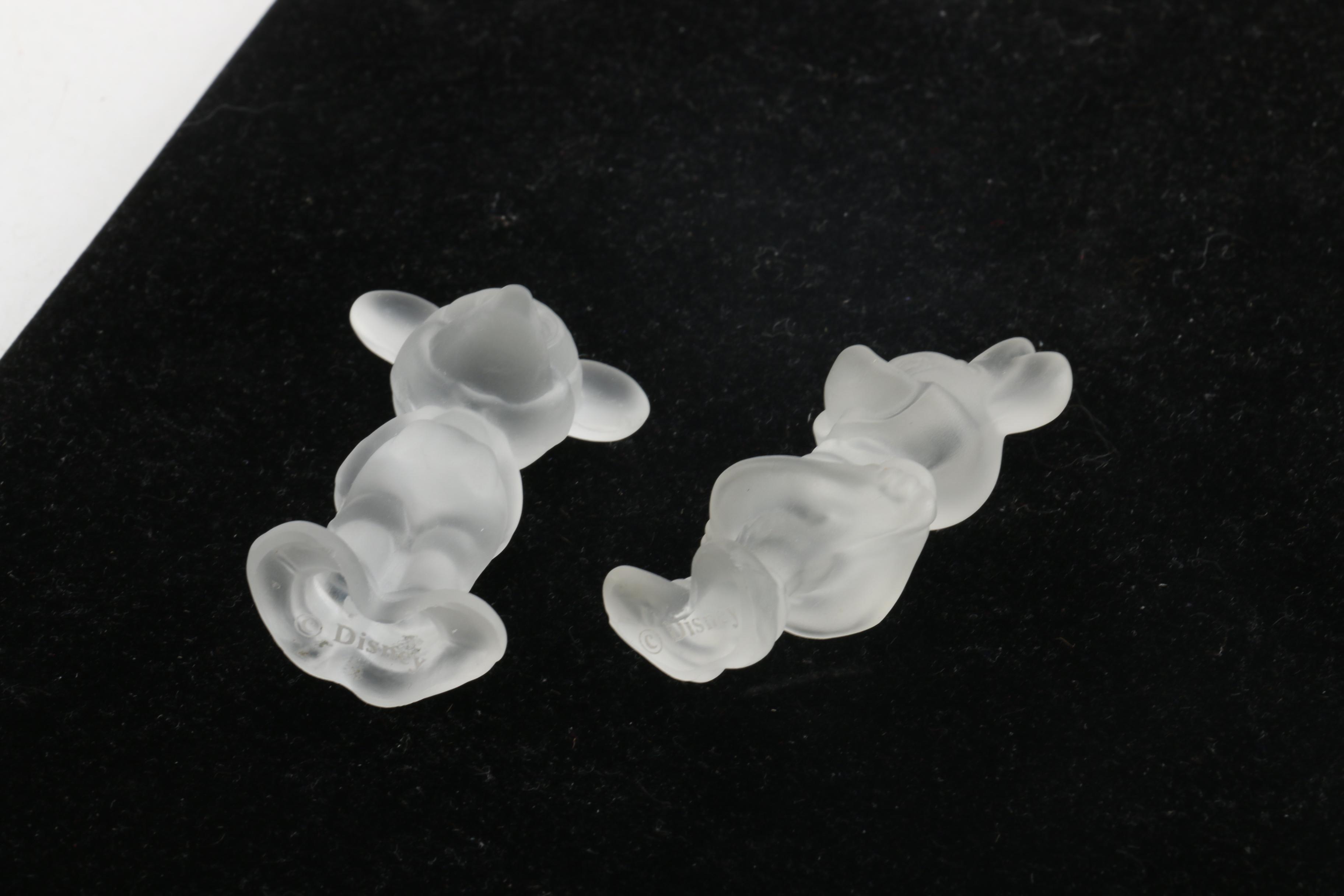 Disney's Glass Enchanted Rose with Frosted Mickey and Minnie Figurines