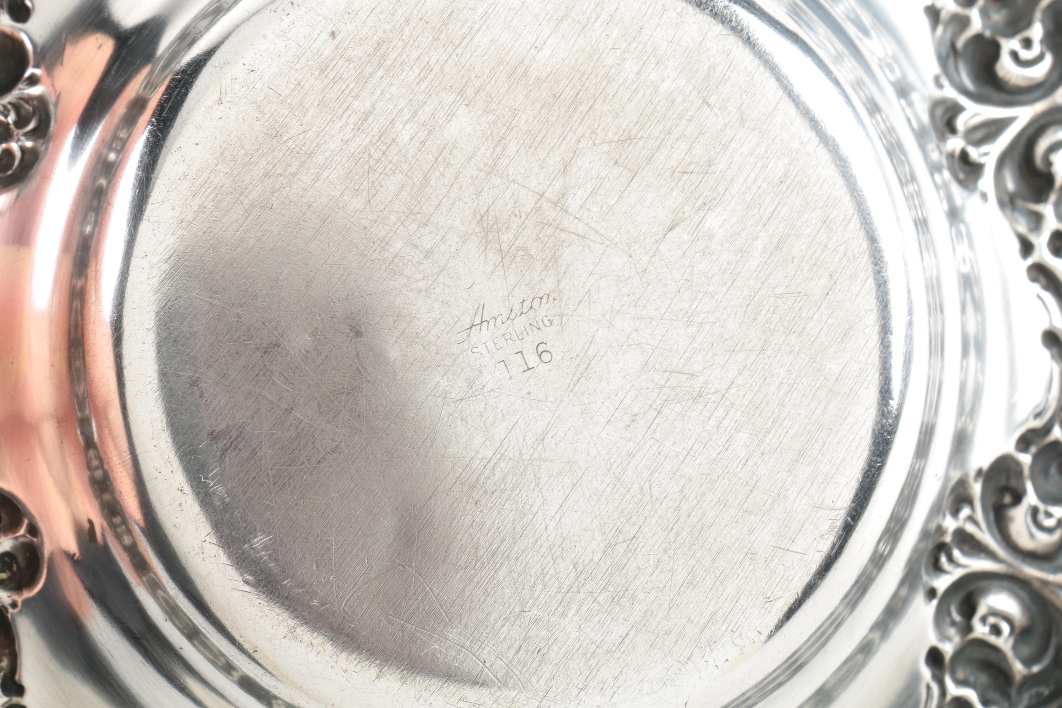 Amston Silver Co. Sterling Bon Bon Bowls with Israeli 800 Silver Bowl