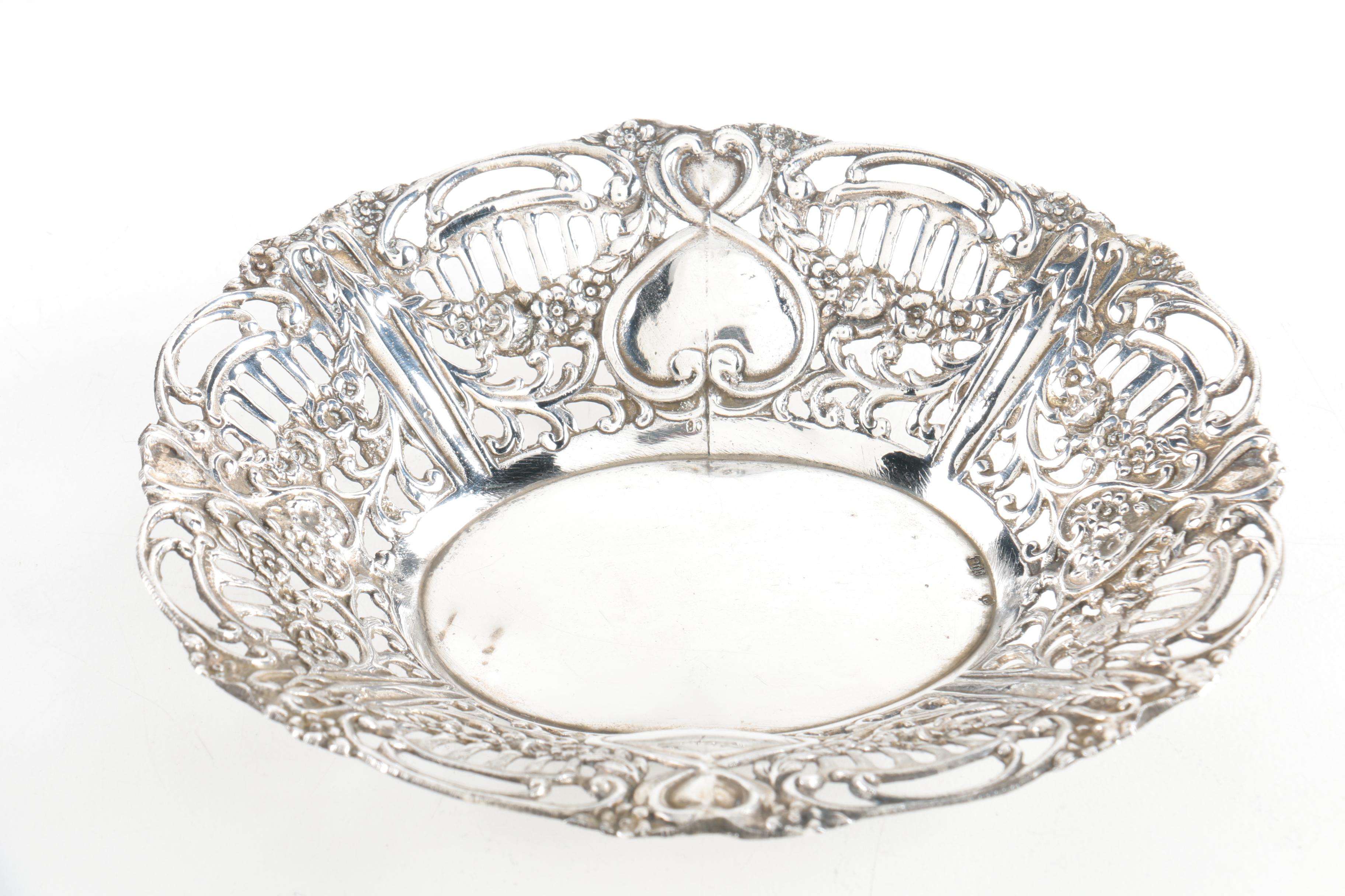 Amston Silver Co. Sterling Bon Bon Bowls with Israeli 800 Silver Bowl