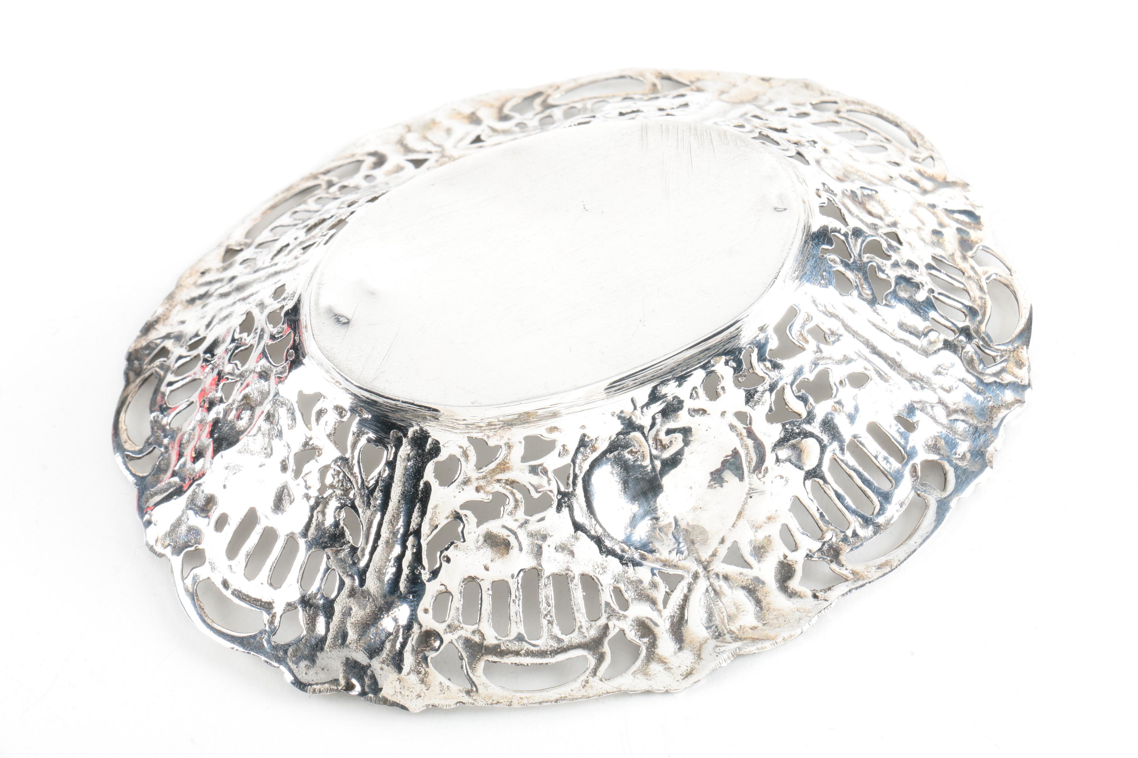 Amston Silver Co. Sterling Bon Bon Bowls with Israeli 800 Silver Bowl