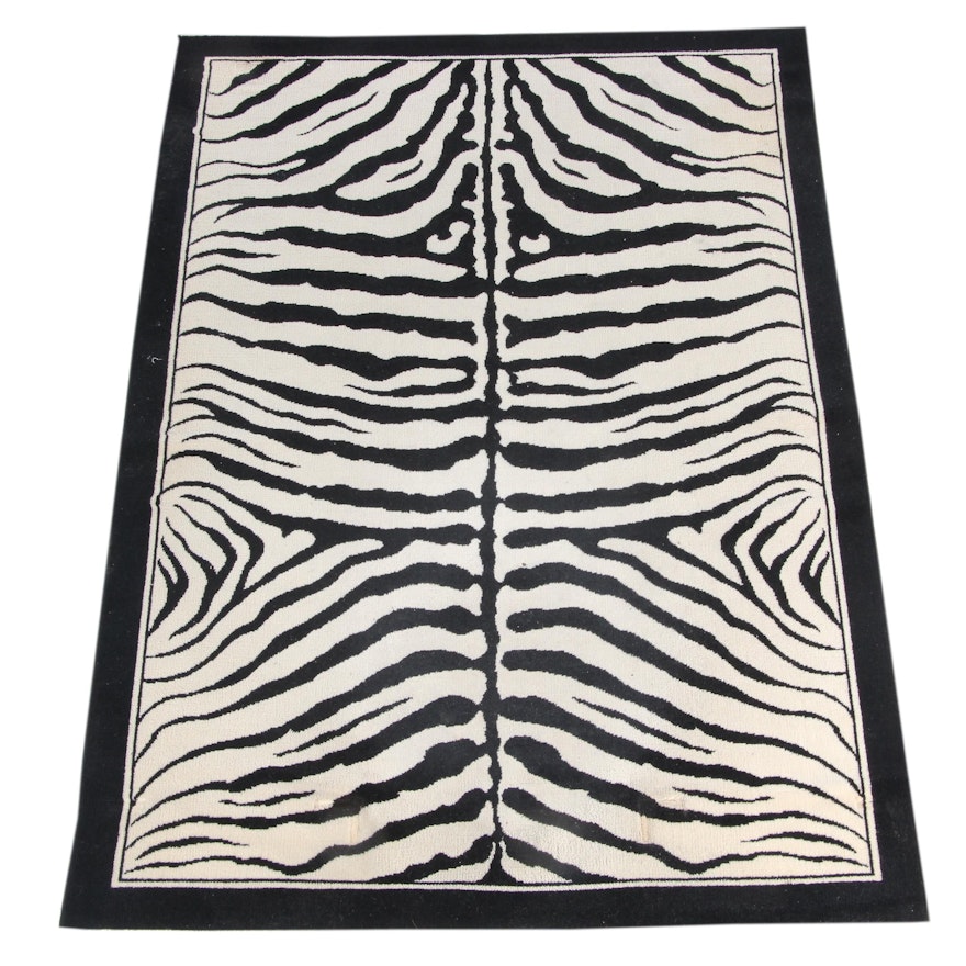 Power-Loomed Zebra Pattern Wool Area Rug