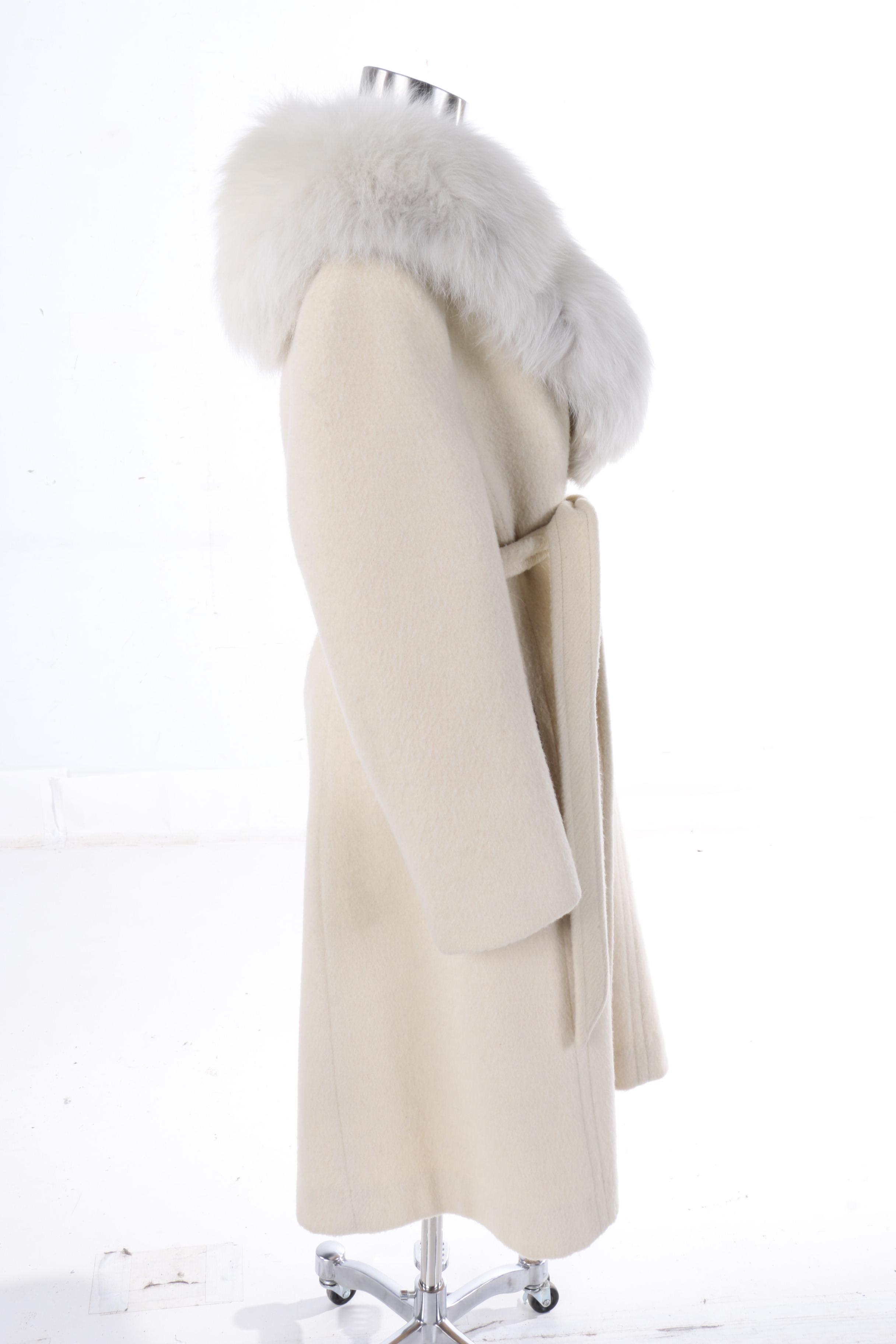 Women's Vintage Stevens Forstmann Wool Coat with Fox Fur Collar