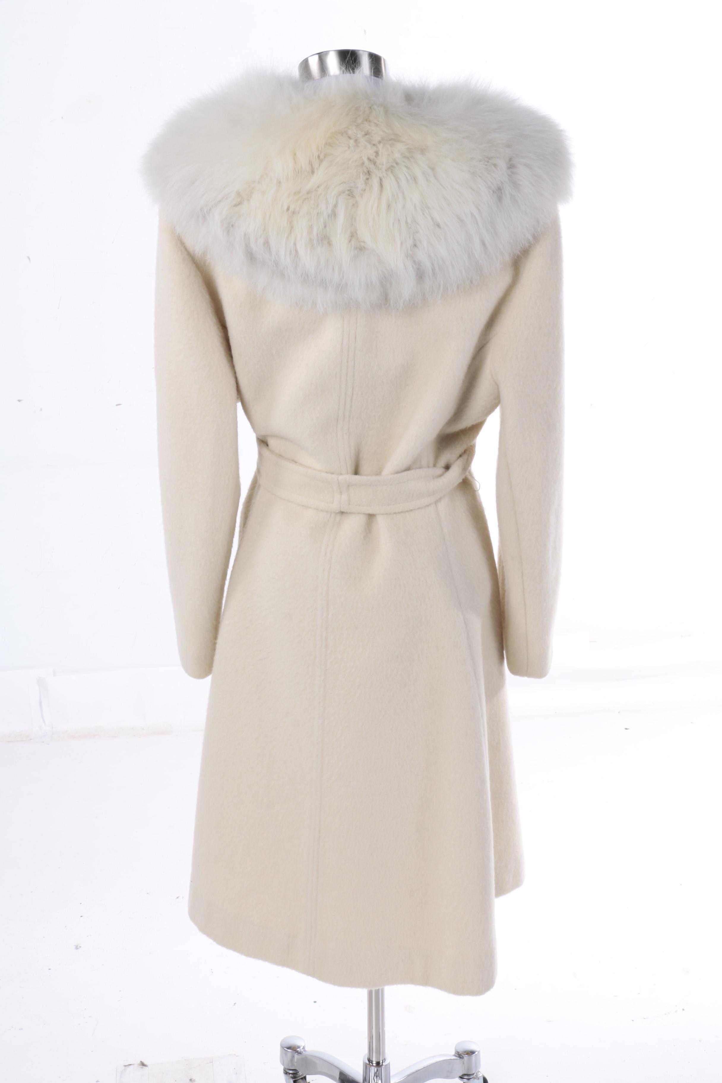 Women's Vintage Stevens Forstmann Wool Coat with Fox Fur Collar