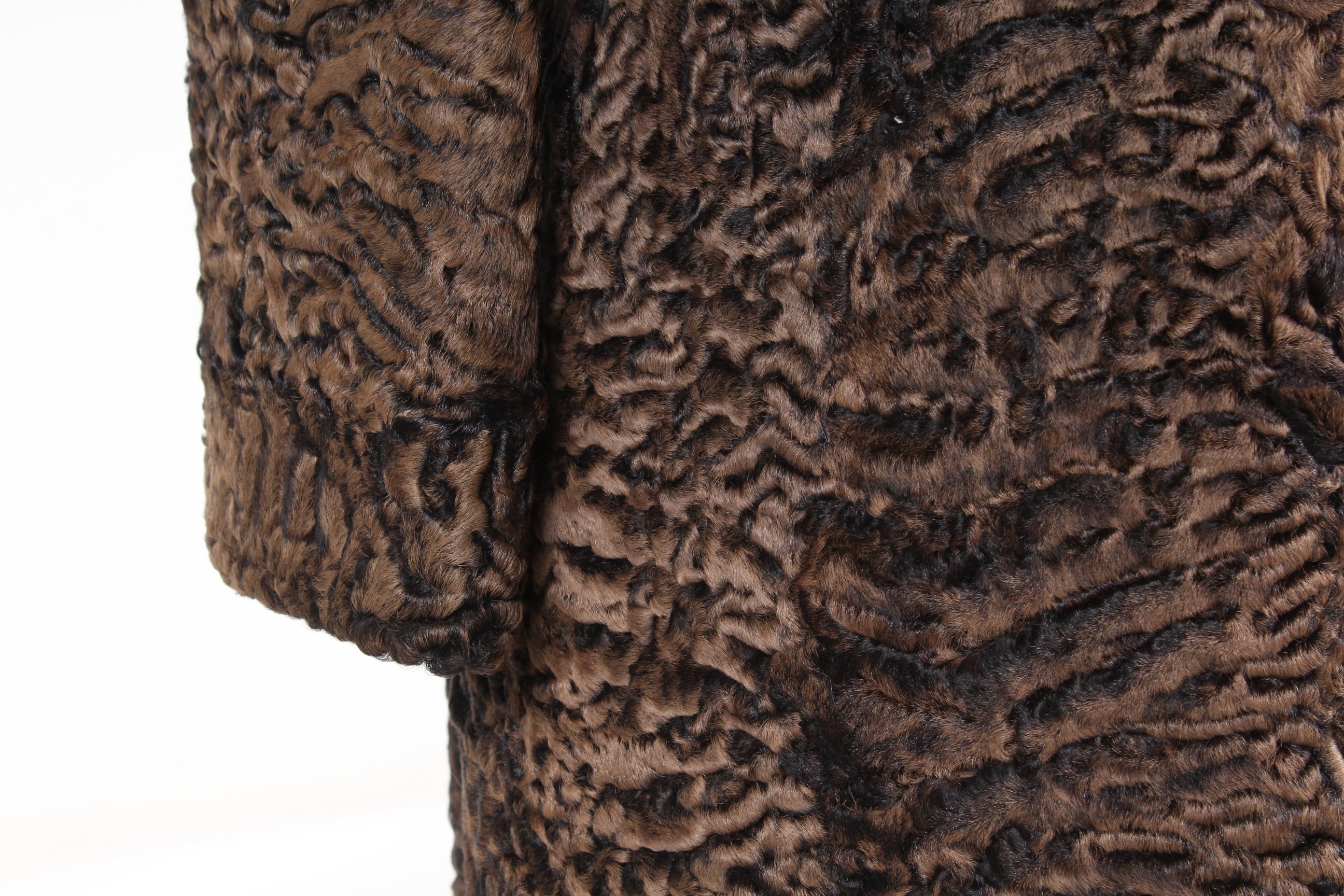 Vintage Curly Lamb Coat with Mink Collar by Ferdinand Roth