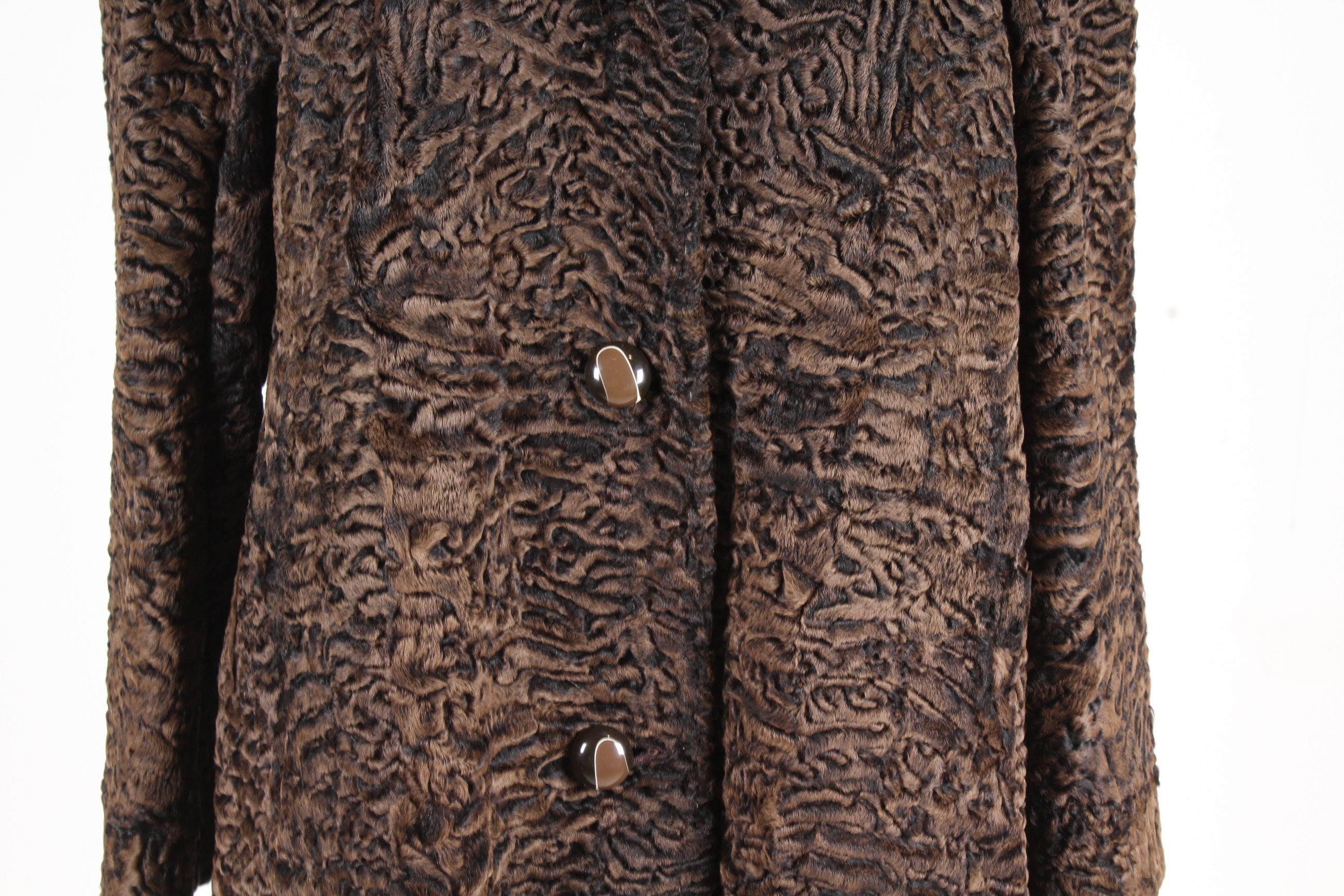 Vintage Curly Lamb Coat with Mink Collar by Ferdinand Roth