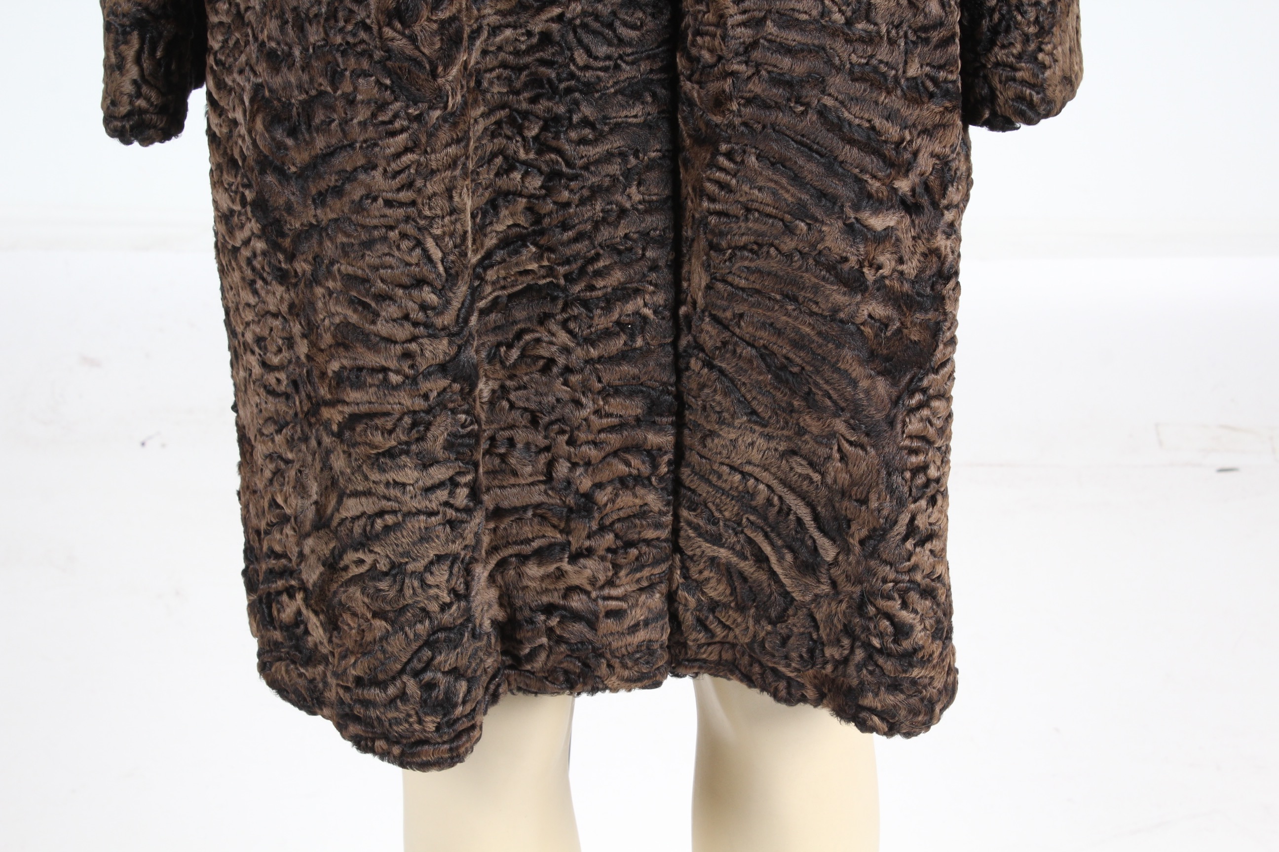 Vintage Curly Lamb Coat with Mink Collar by Ferdinand Roth