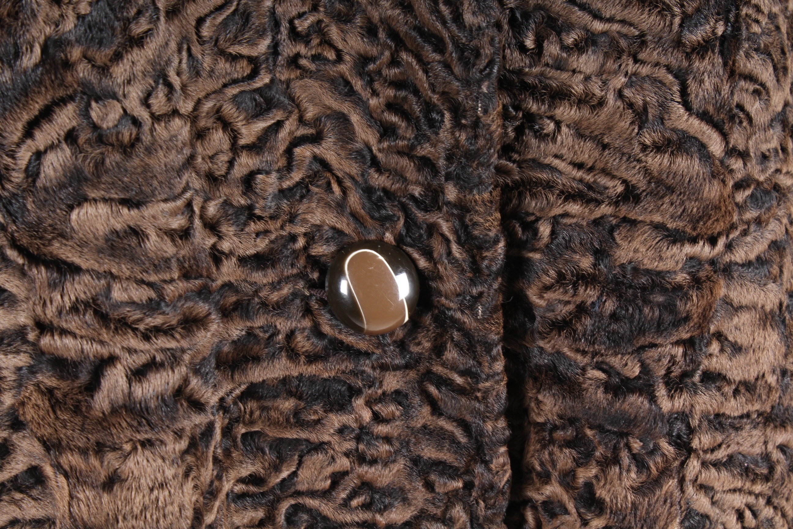 Vintage Curly Lamb Coat with Mink Collar by Ferdinand Roth