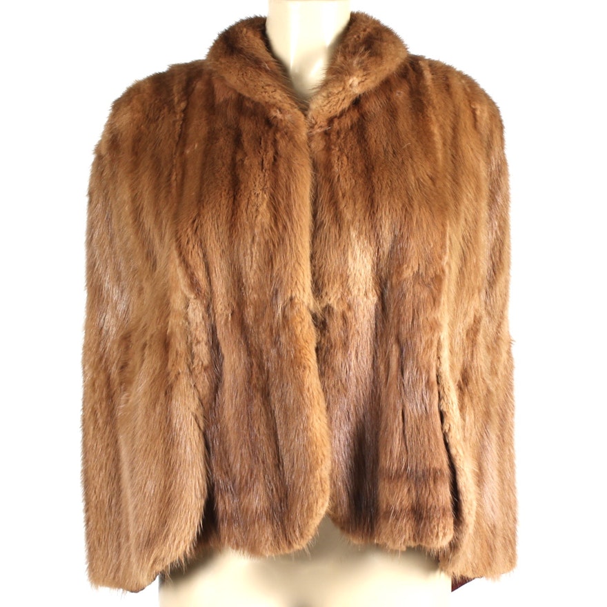 Vintage Dyed Muskrat Fur Cape From Livingston's