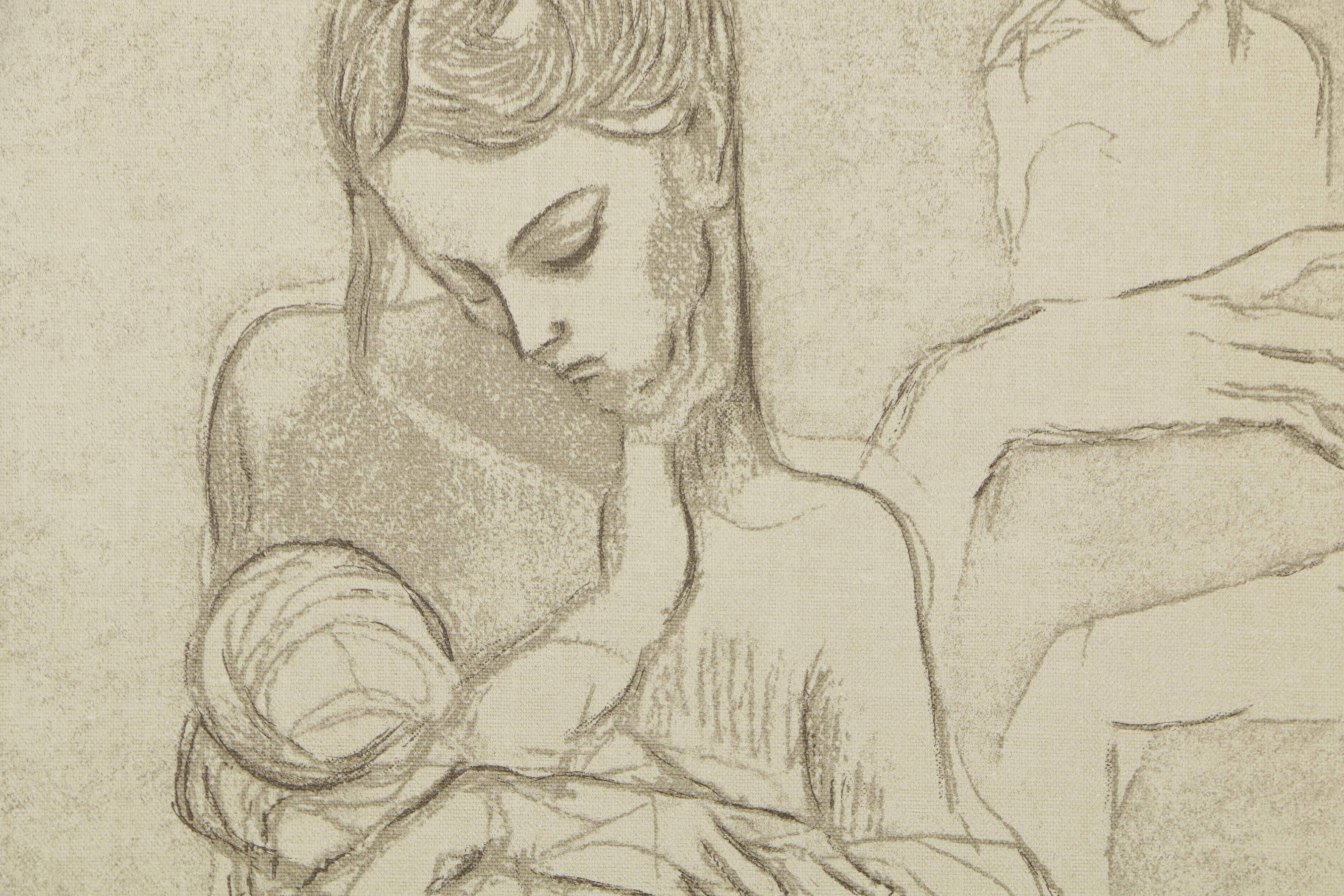 Acrylic Copy Painting on Canvas after Pablo Picasso "Mother and Child"