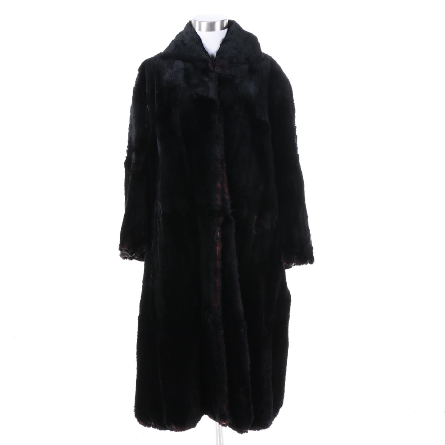 Dyed Black Sheared Beaver Fur Coat