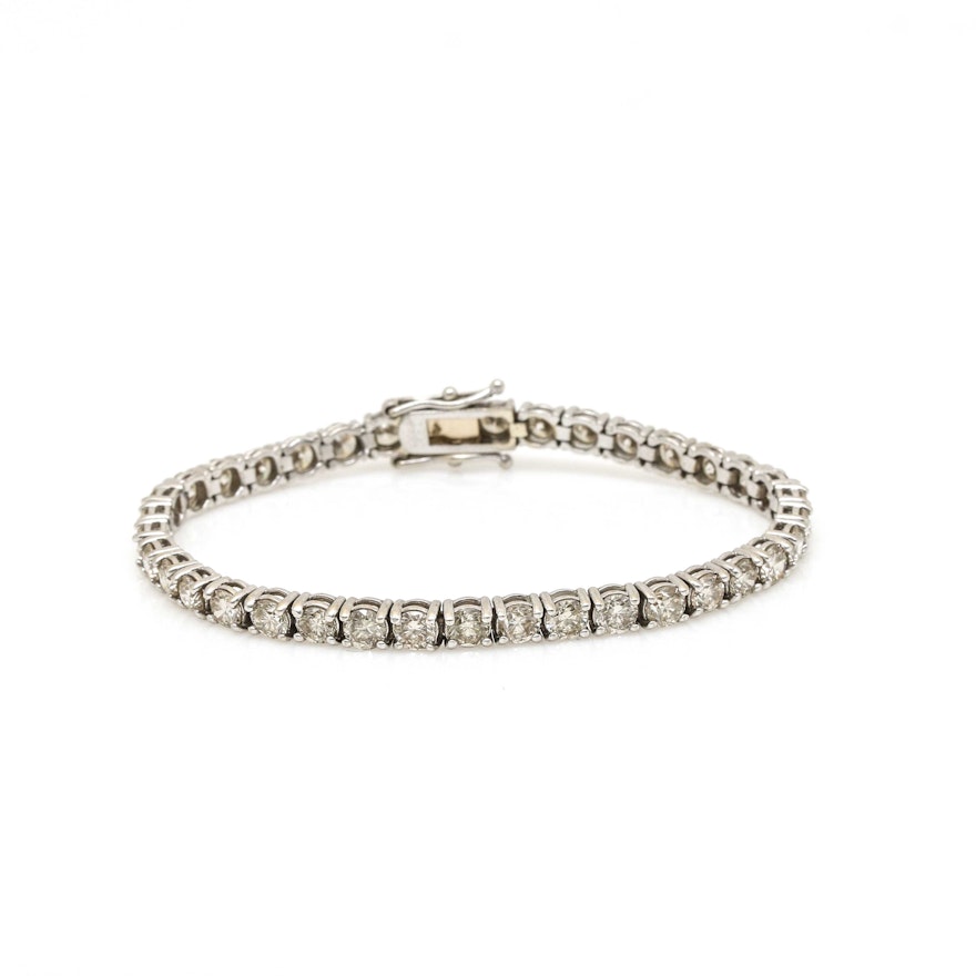 14K White Gold 5.92 CTW Diamond Tennis Bracelet