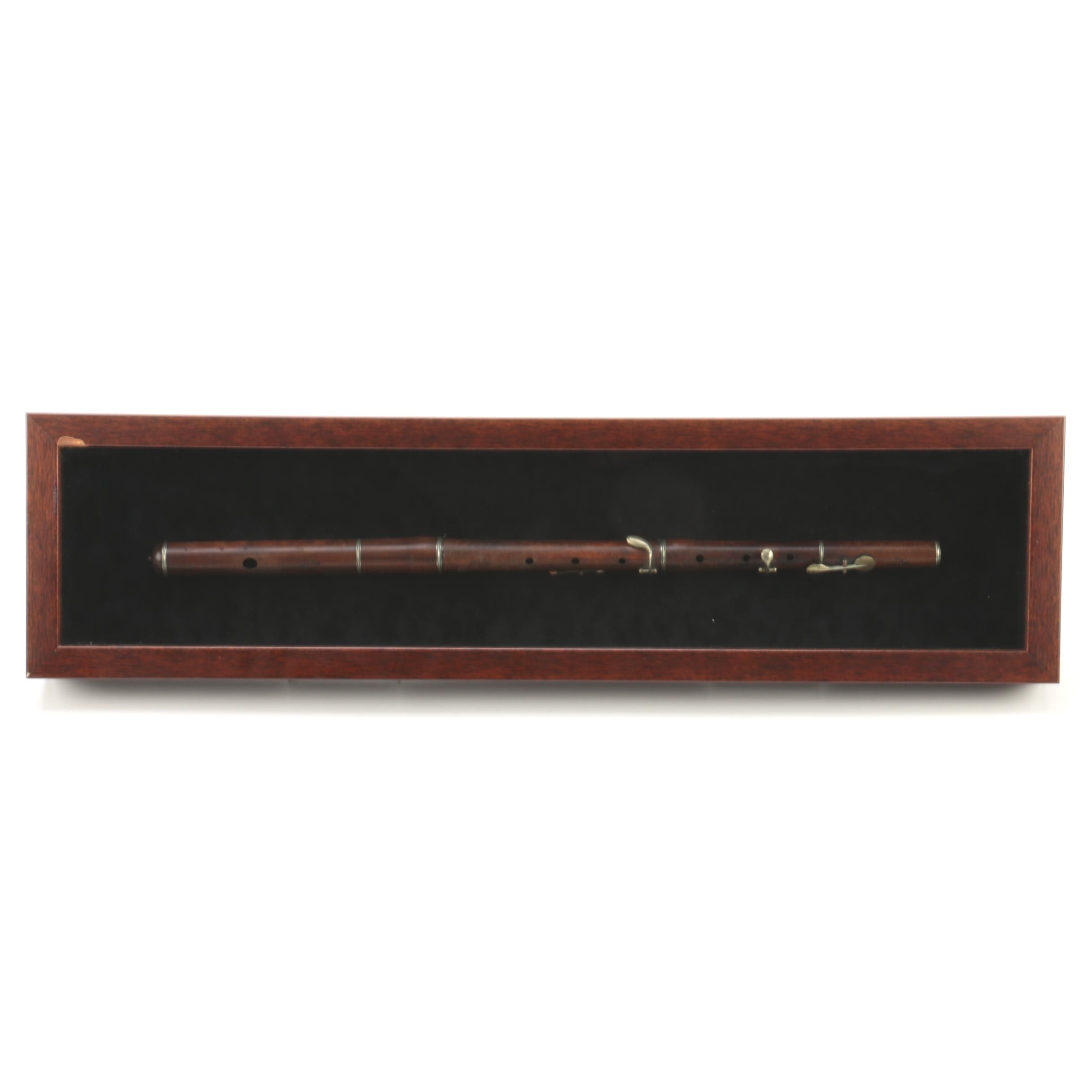 Antique Martin Frères Rosewood Flute in Frame, C. 1840-1890