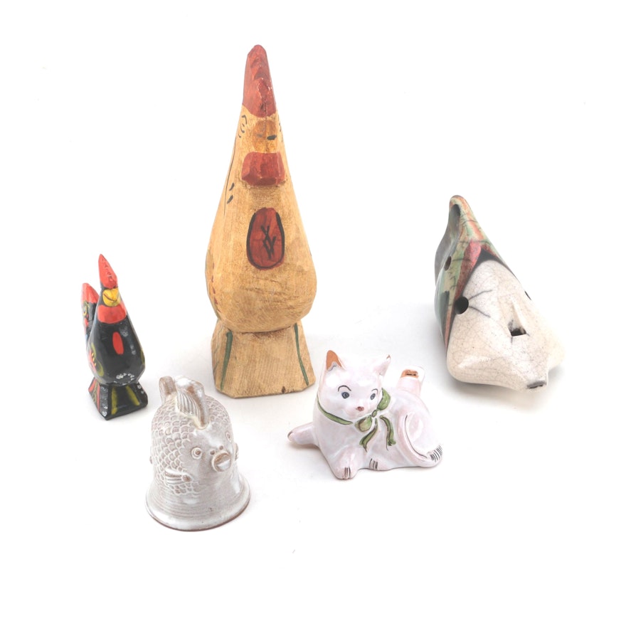 Wood and Ceramic Animal Figurines